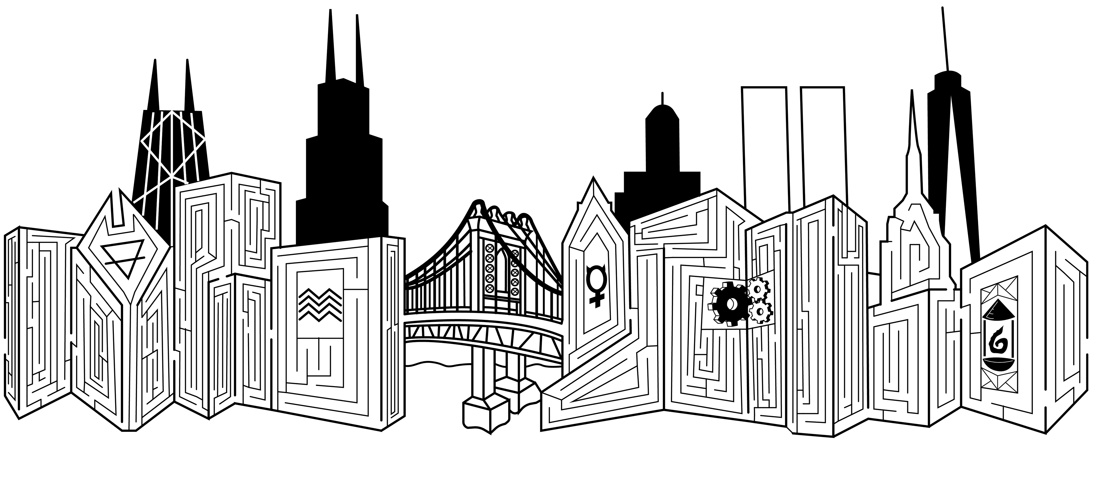 The band tattoo connecting the buildings on its own
