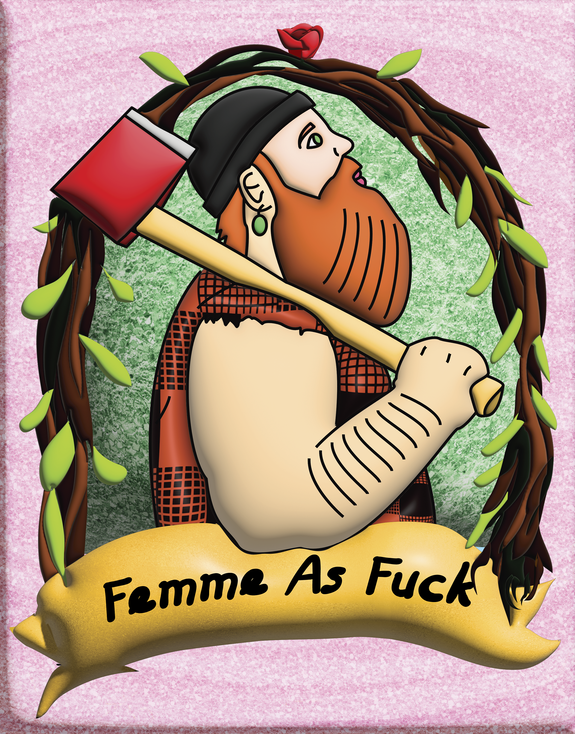 A version of the lumberfemme drawing that uses the inflate option in Illustrator's new 3D options.