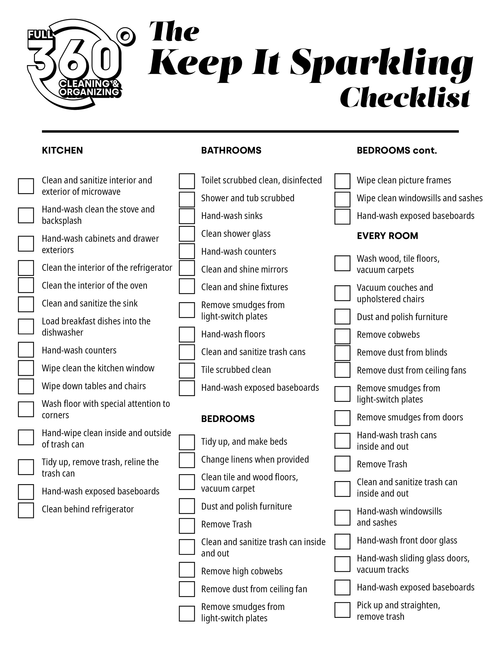 The Keep It Sparkling checklist