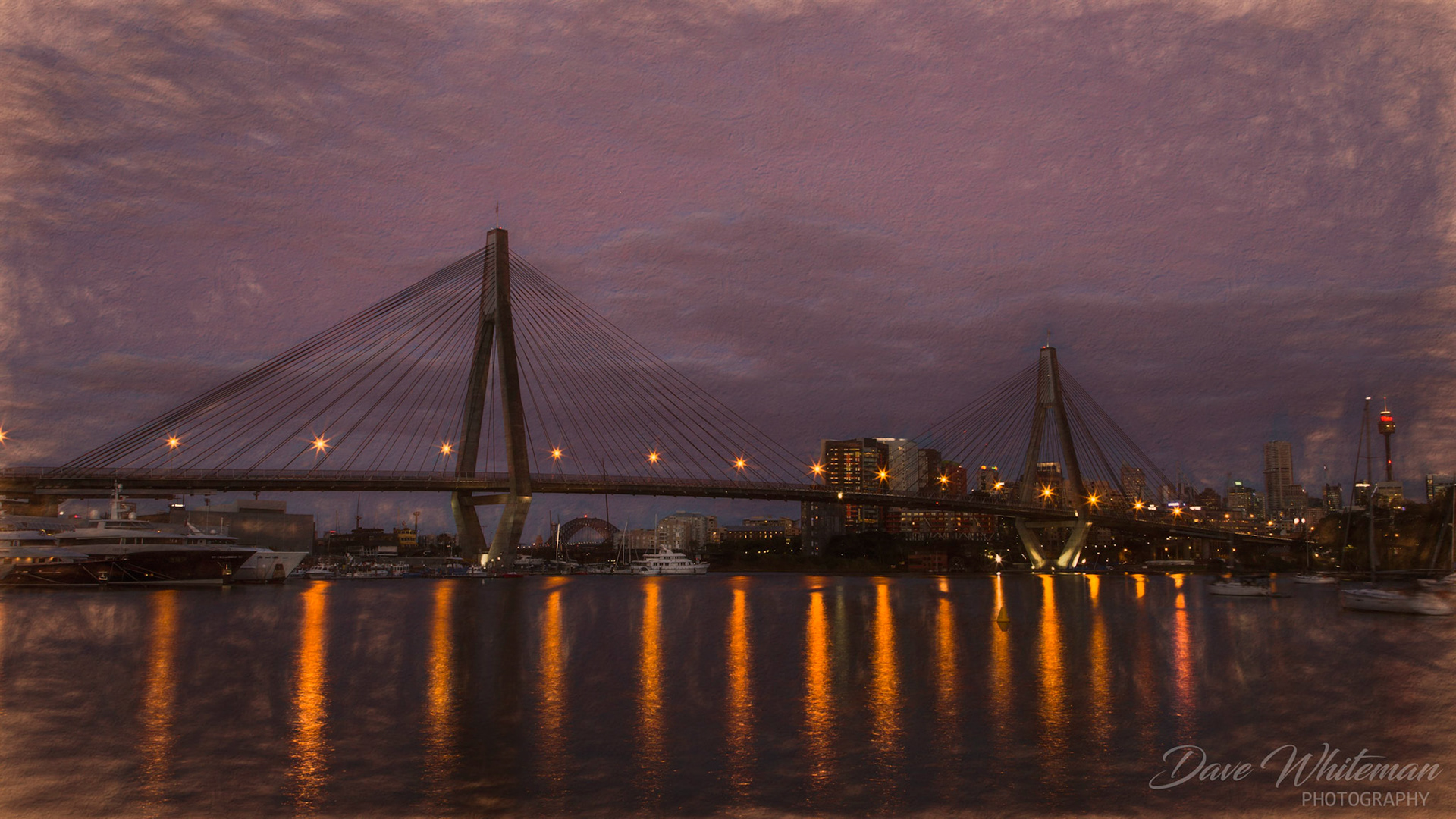 Anzac Bridge and Blackwattle Bay in Sydney.