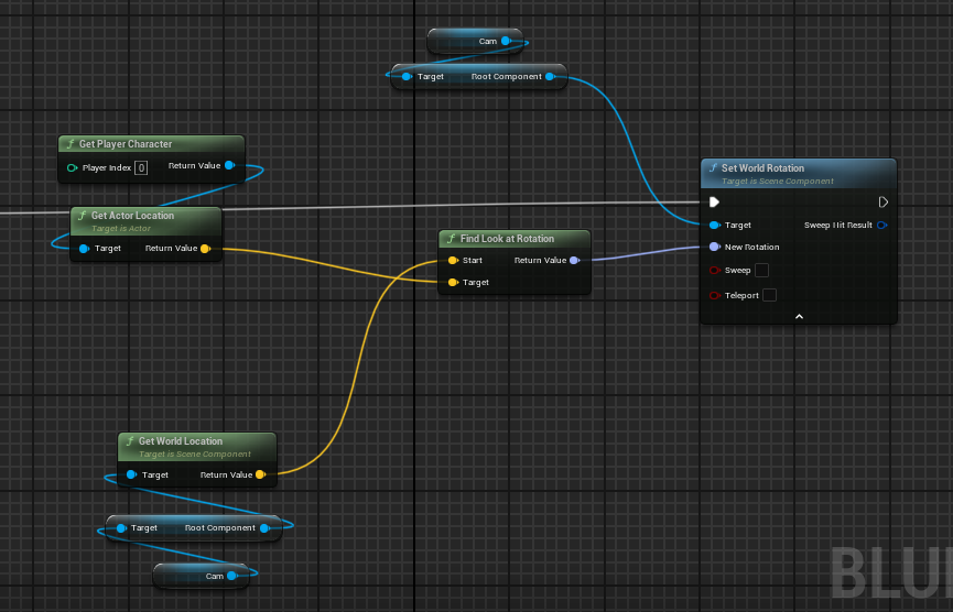 Blueprint for rotating camera to follow player
