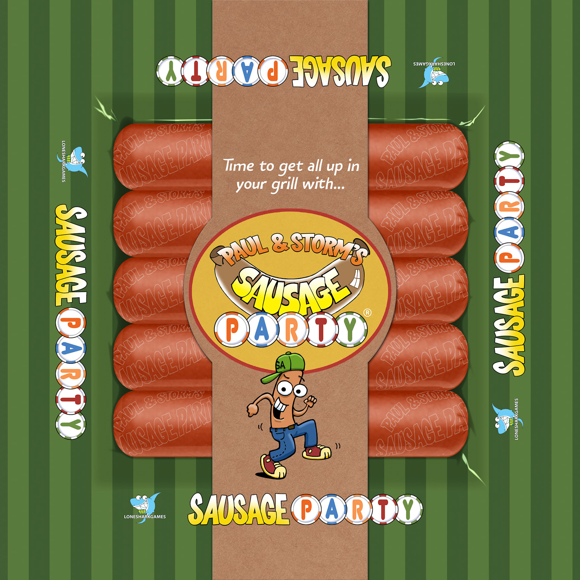 This box design combines a faux-product treatment, while retaining the silly, cartoon styling of the card game