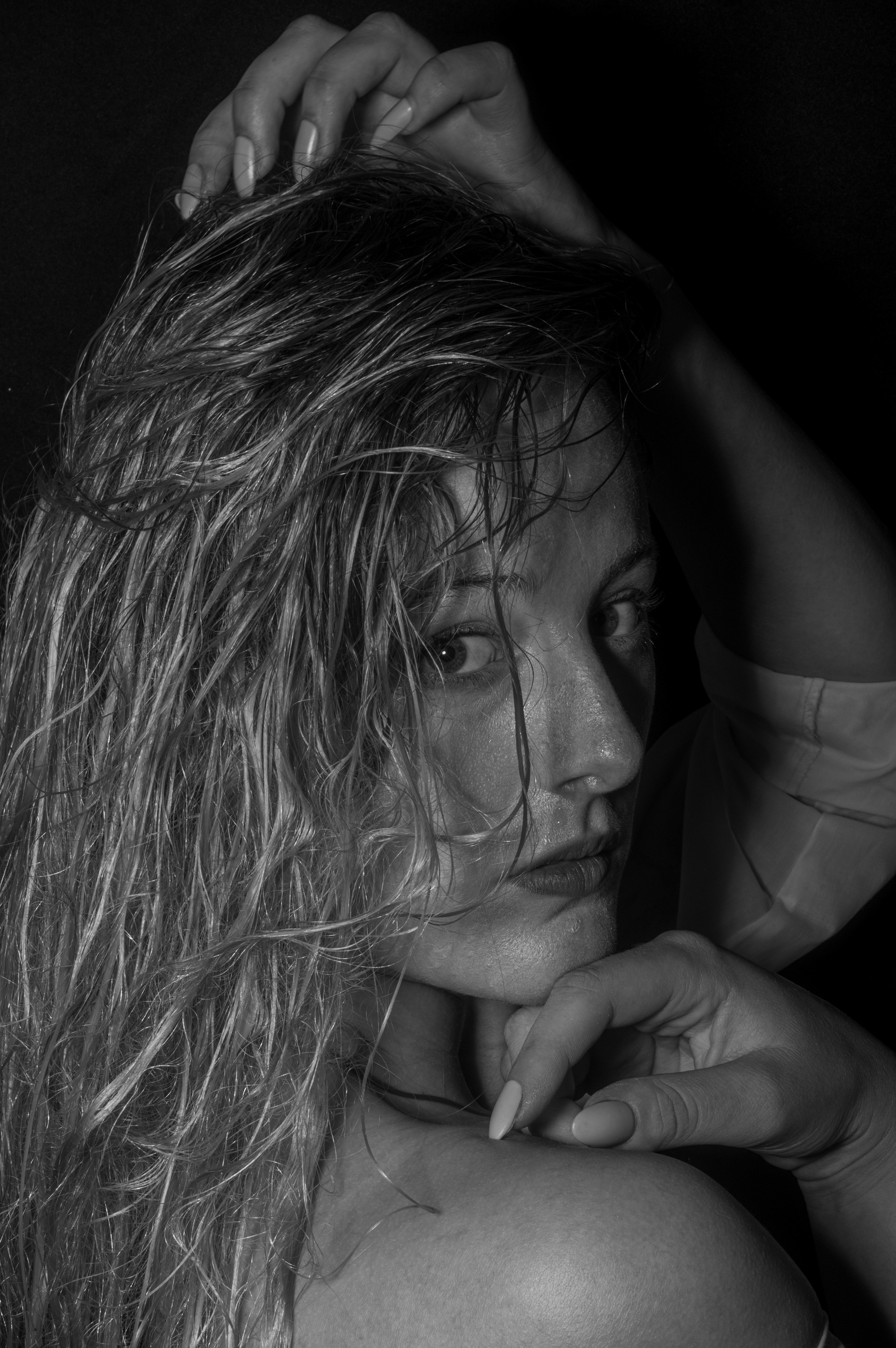 Intense portret in de douche 