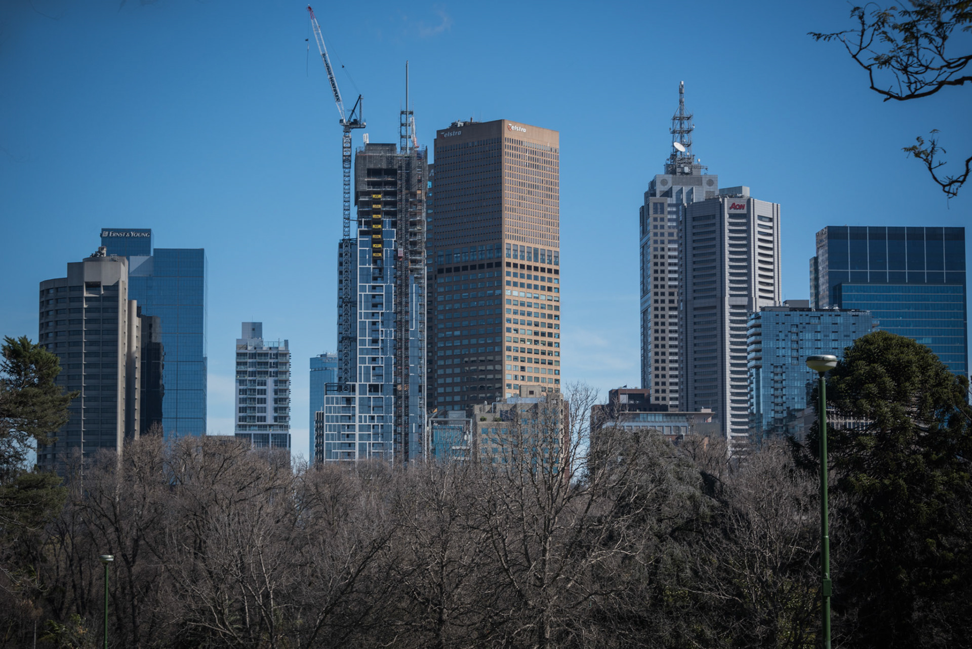 Melbourne CBD seen from Fitzroy Gardens East Melbourne