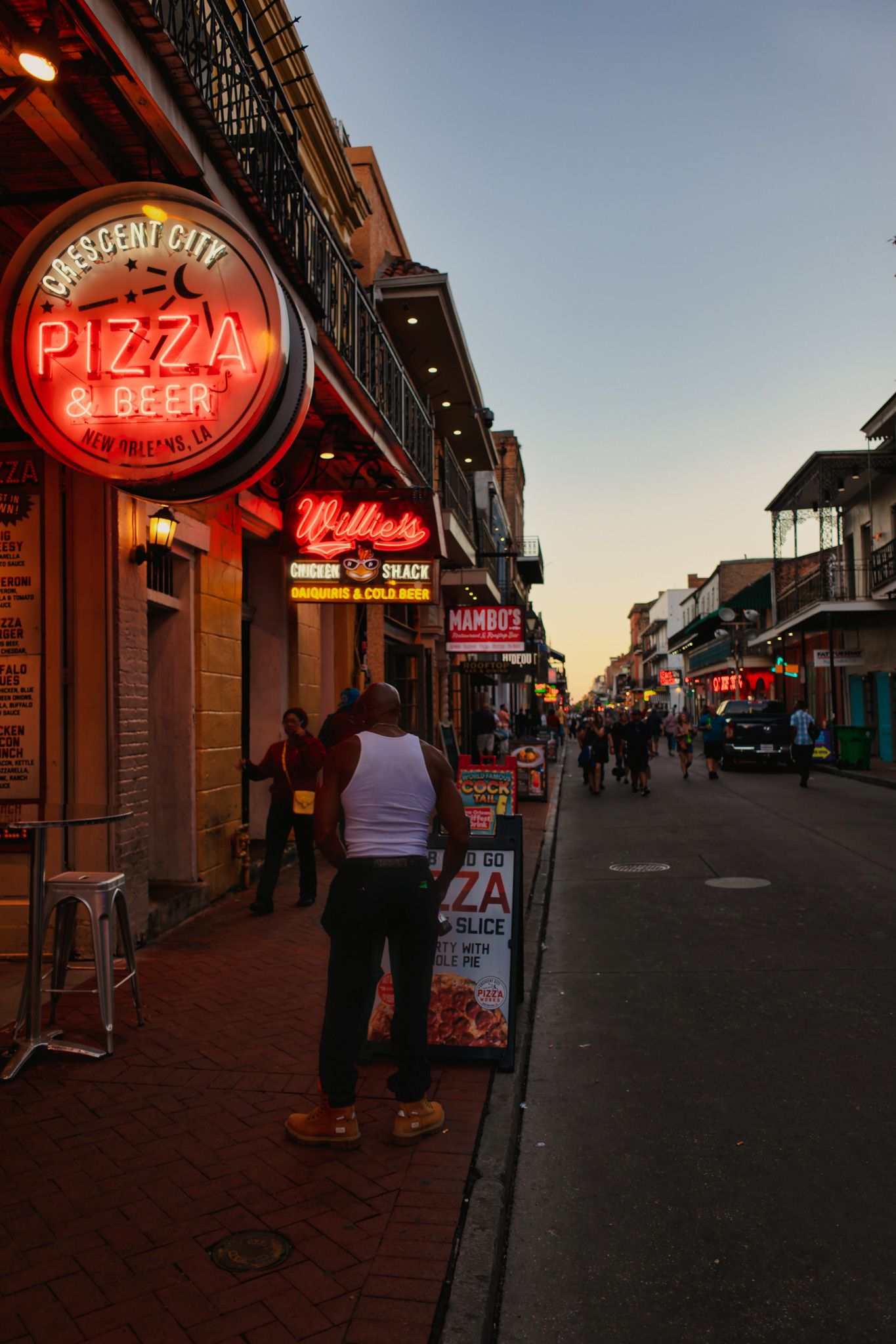Looking down Bourbon Street