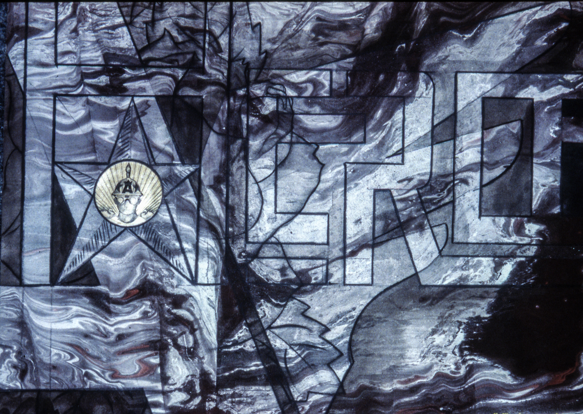 charcoal and oil paint on paper