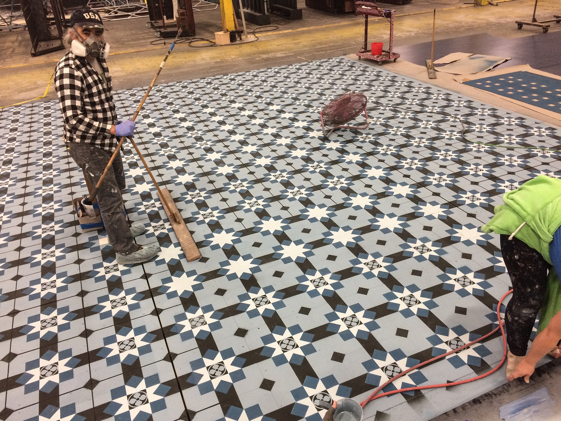 Stage floor painted at Scenic Arts Studio