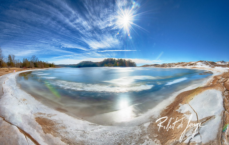 A Panorama of frozen North Bar Lake in early February