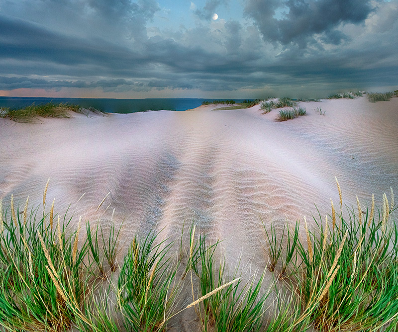 Beach grass, storm, moon, Manitou Passage, Clouds, Leelanau, Glen Arbor