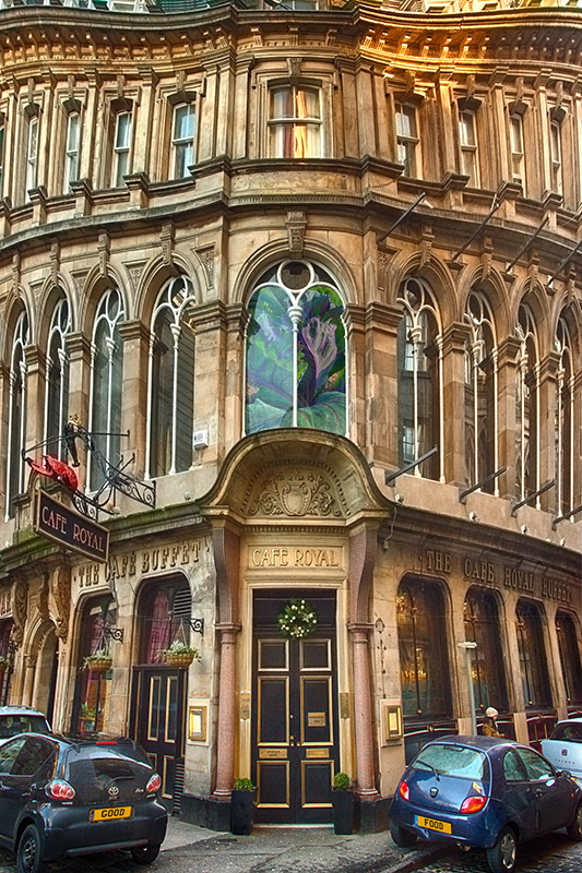 Having fun with a cafe facade in Edinburgh