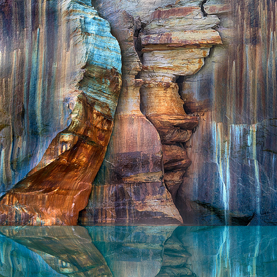 An abstract of the pictured Rocks seeping minerals • PicturedFracture25c.jpg