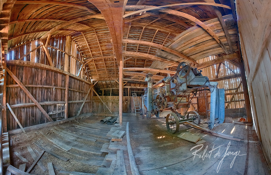 The interior panorama of the Eckhert Barn in the Port Oneida Rural Historic district of Sleeping Bear Dunes • EckhertBarn7b.jpg
