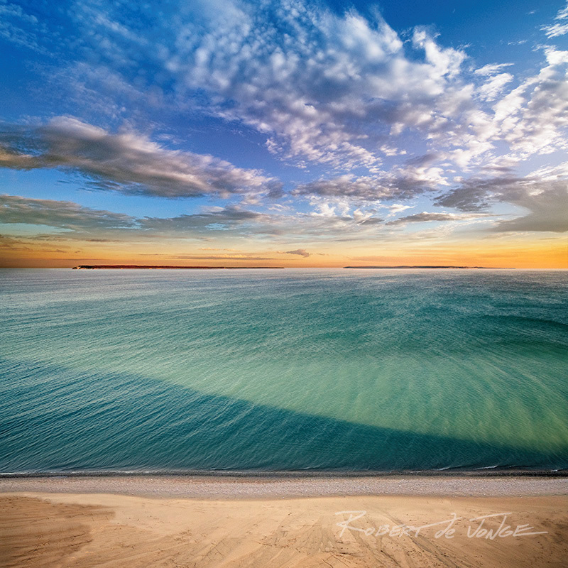 The Manitou Passage with early morning light at Sleeping Bear Dunes