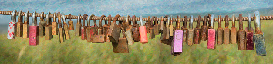 Padlocks on a cable, love, commitment