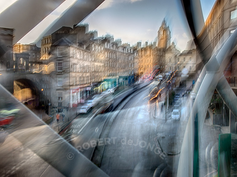 from a pedestrian walkway over Leith street