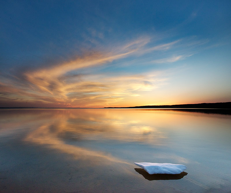 Sunset, ice, Little Traverse Bay, cloud, last Ice