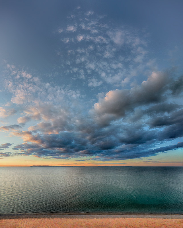 Manitou Islands, evening, Manitou Passage, Cloud overhead, calm, Lake Michigan, weather