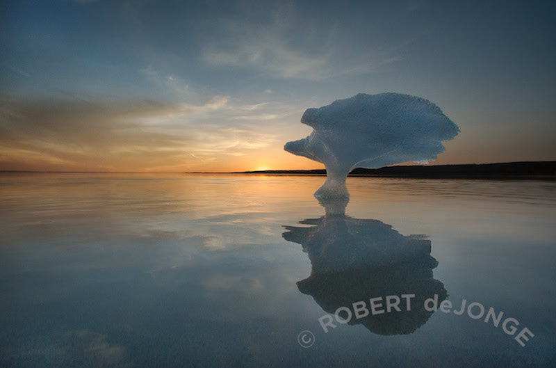 Petoskey State Park, ice, Sunset, sculptural, calm, little traverse bay
