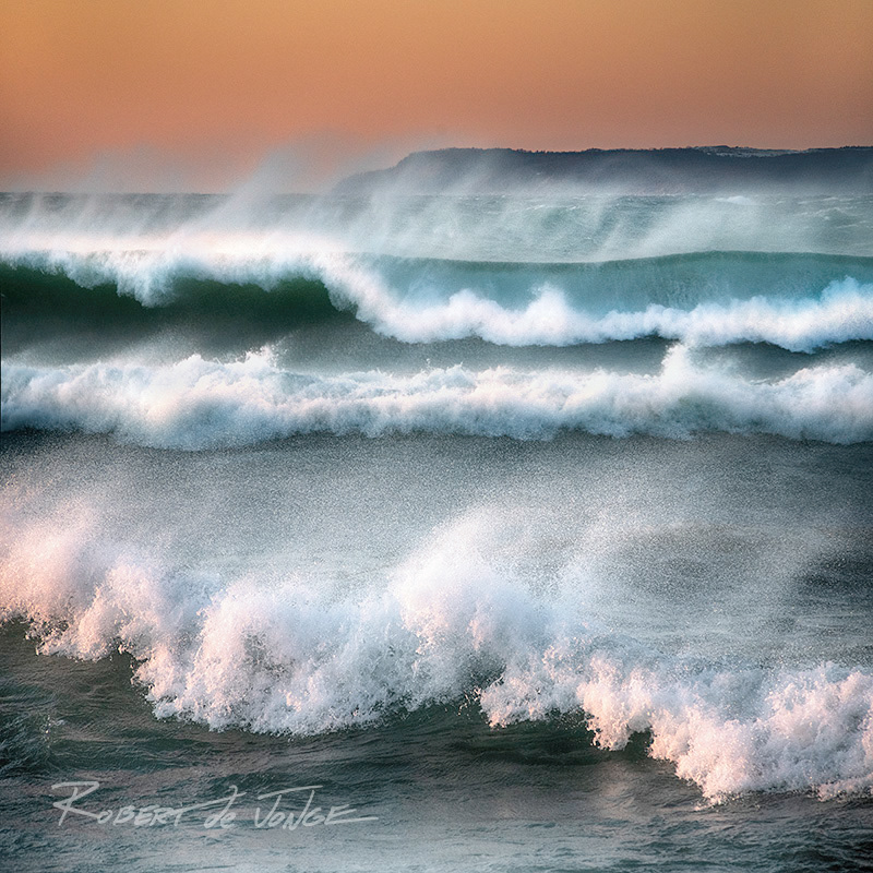 Gale force winds blow back the waves at Sleeping Bear Point