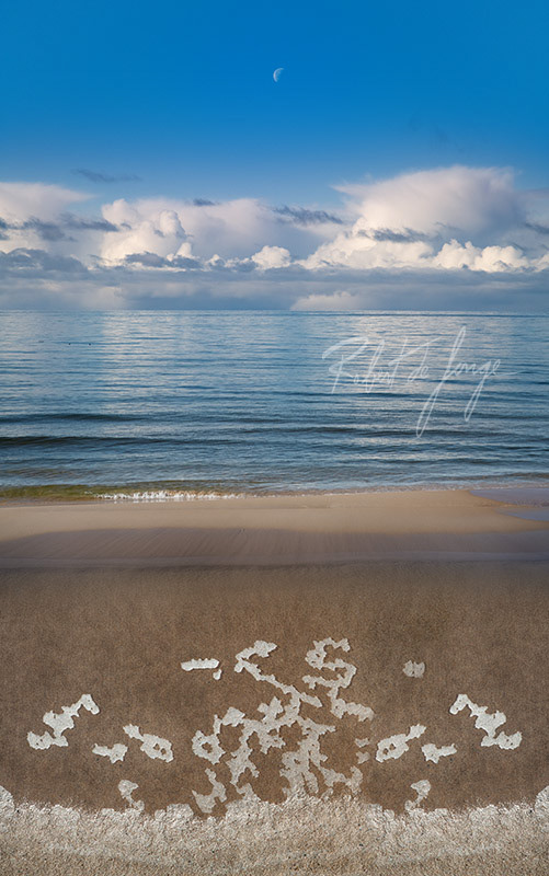 Sand floating along Lake Michigan on a calm day