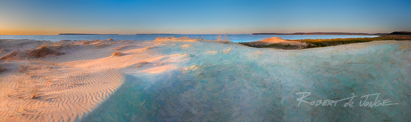 Sleeping Bear Point view at sunset and the beauty of shadows