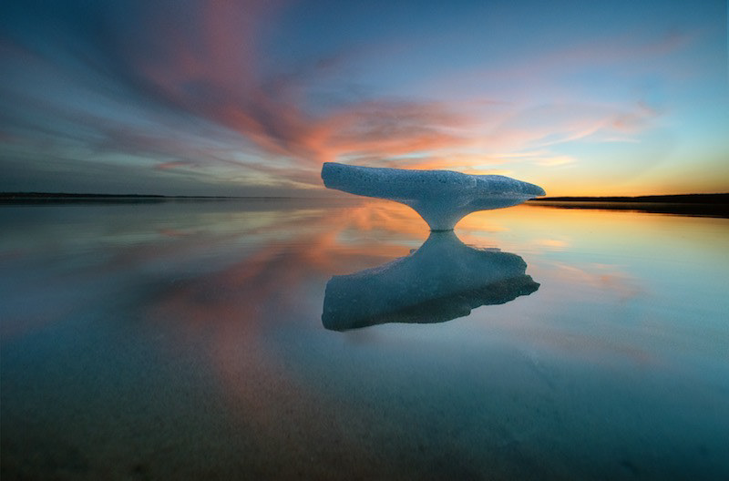 Little Traverse Bay, Ice, Sunset, sculpture, twilight, Lake Michigan, Petoskey State Park