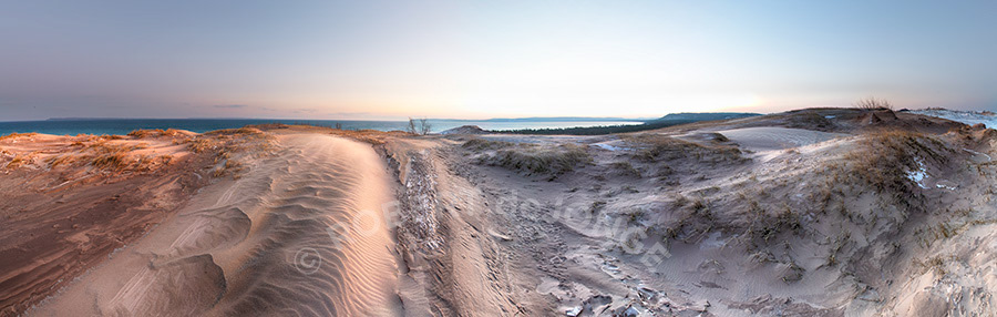 Panorama, winter, sleeping bear point, textures, sunrise, manitou islands