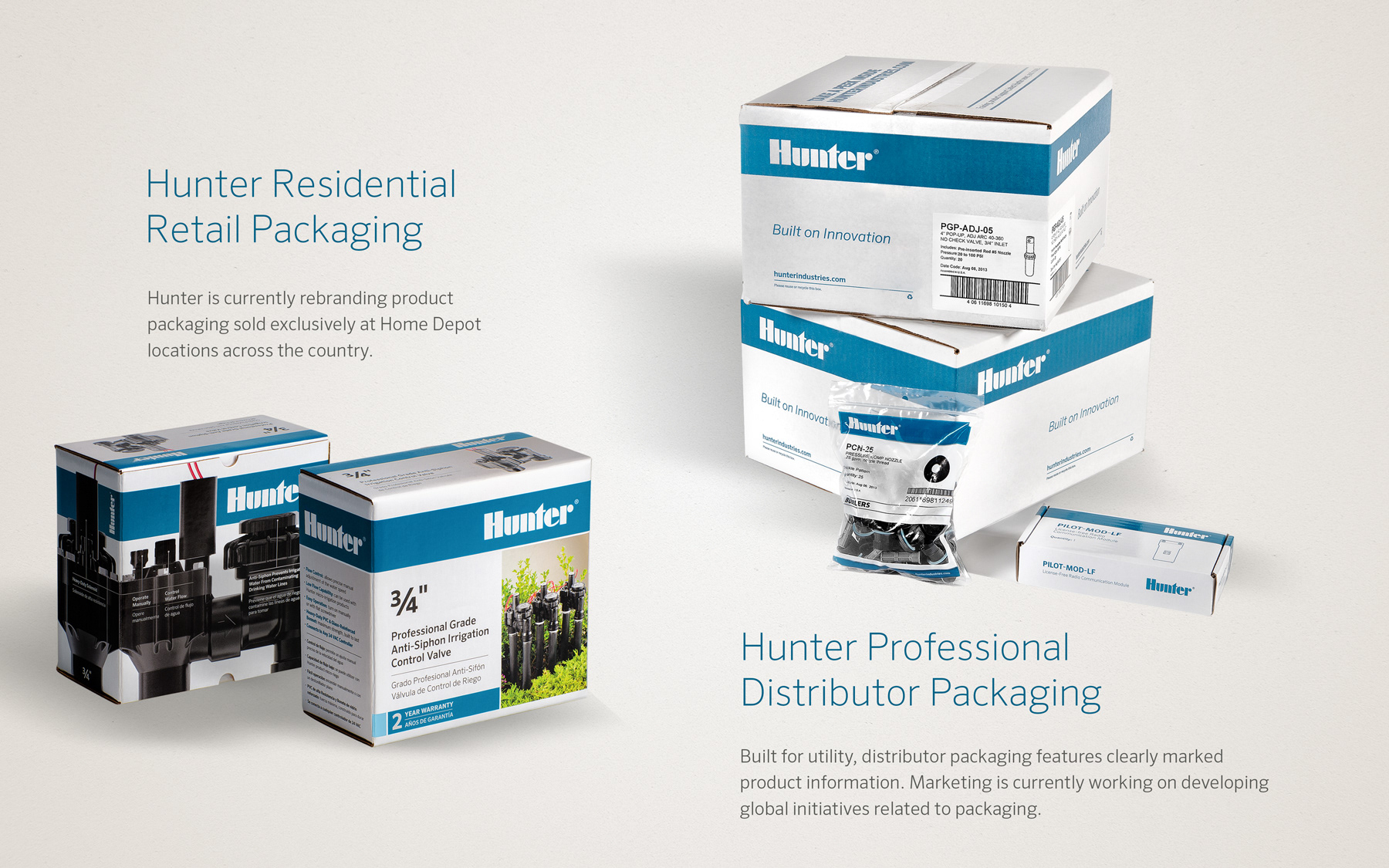 Hunter Industries retail and B2B packaging