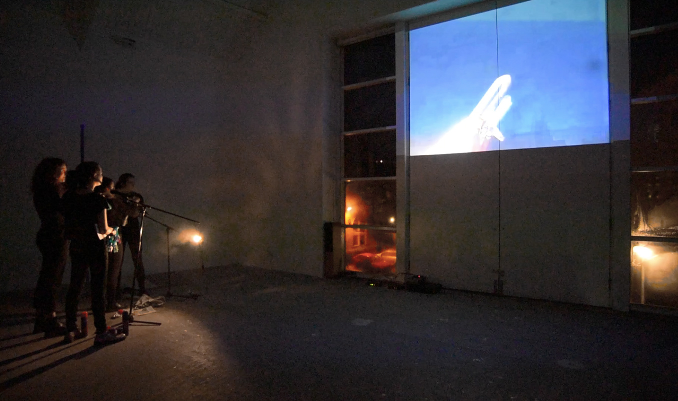 Sound Barrier; Tamar Harpaz through Hannah Brown, Grace Elder, Maddy Sadler, and Emily Uttley, 2016; video performance; 00:05:04 / dimensions variable
