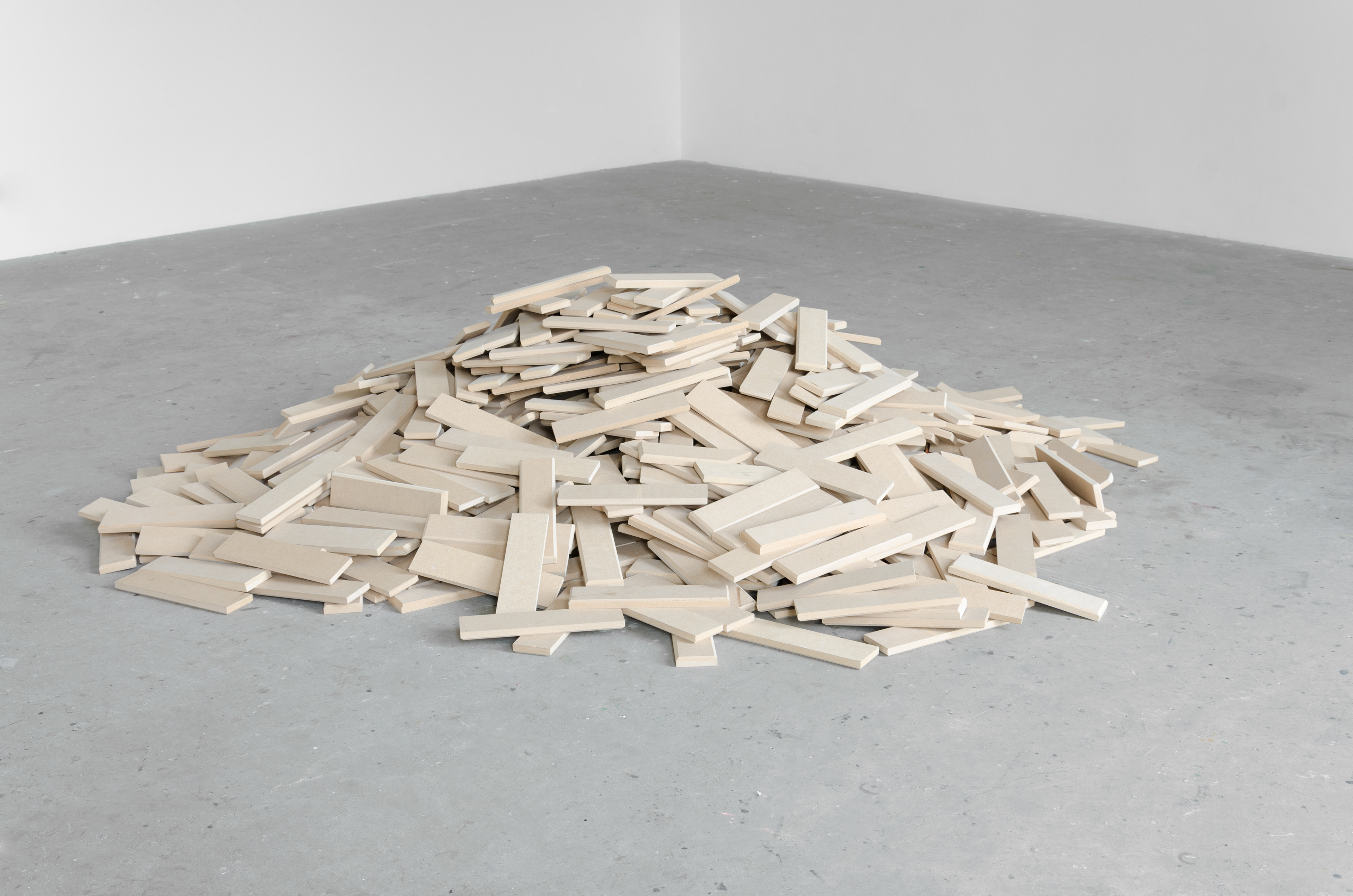 ELEGY ELEVEN; Joseph Buckley, 2013; MDF parquet tiles, the floor of Leeds College of Art, Vernon Street; 1.8 × 7.5 × 10.5cm [x1054]