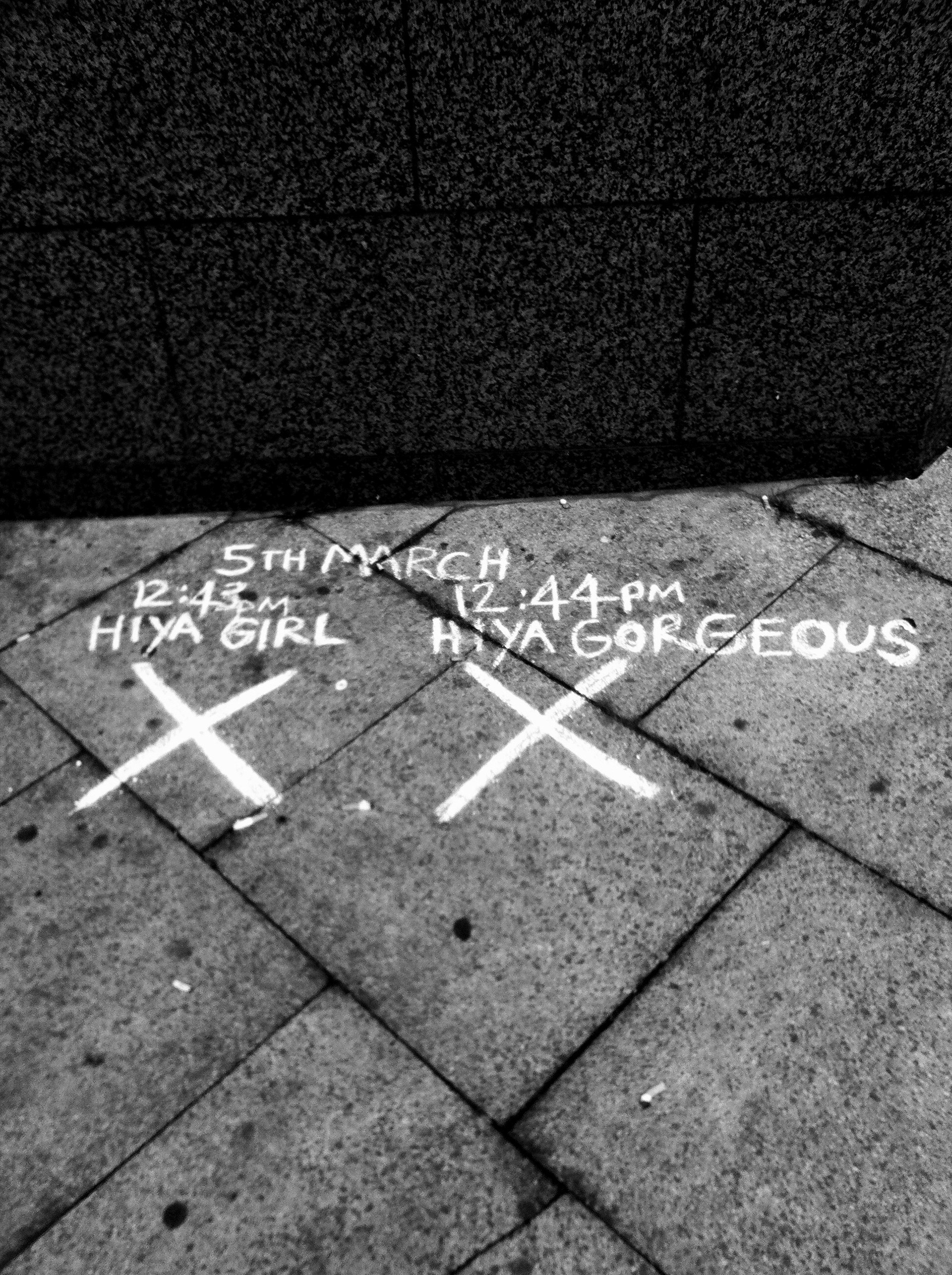 Mapping The streets of Leeds; Jennifer Morgan, 2013; chalk markings (various locations)