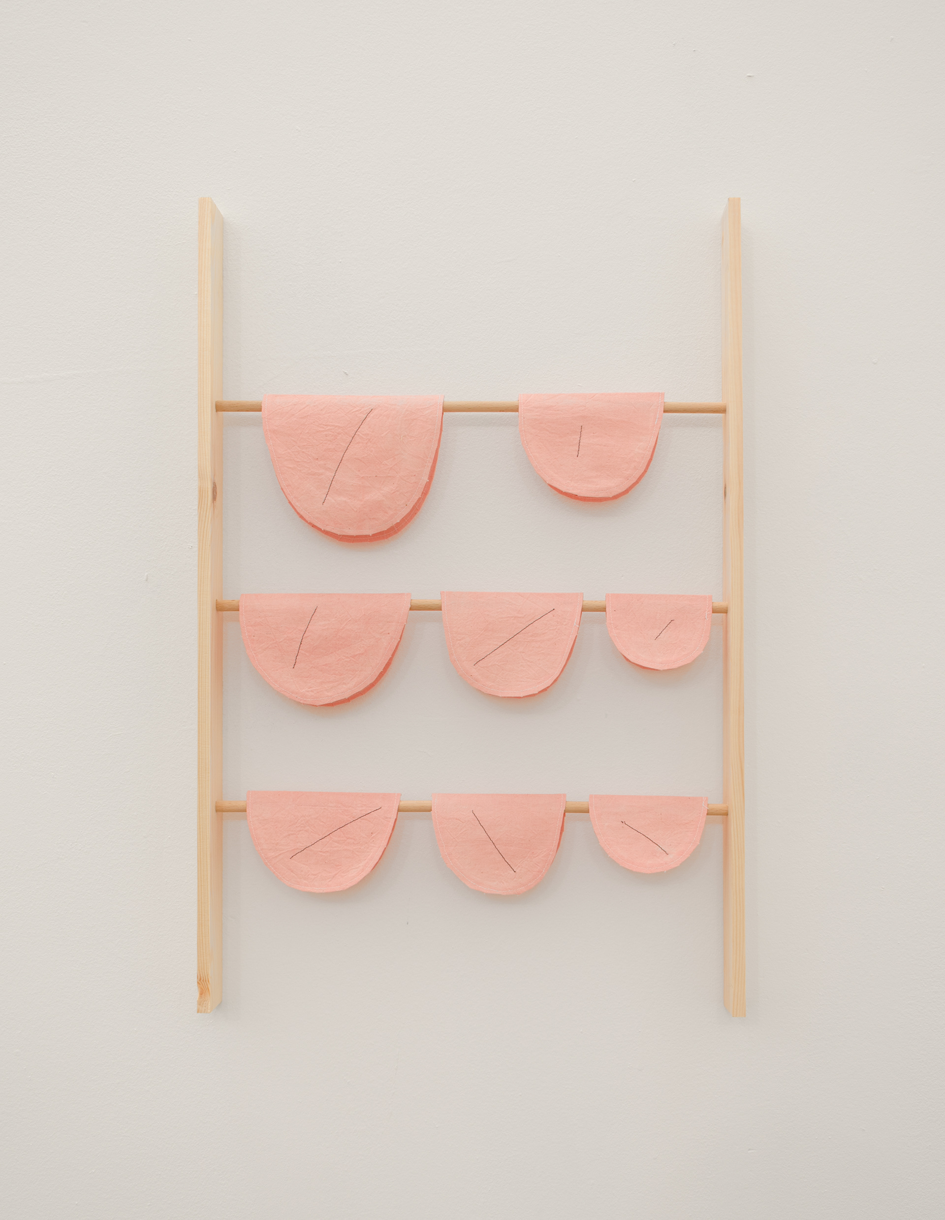Dean Hughes, 2013; stitched hand dyed calico, wood; 64 × 42 × 4.5cm