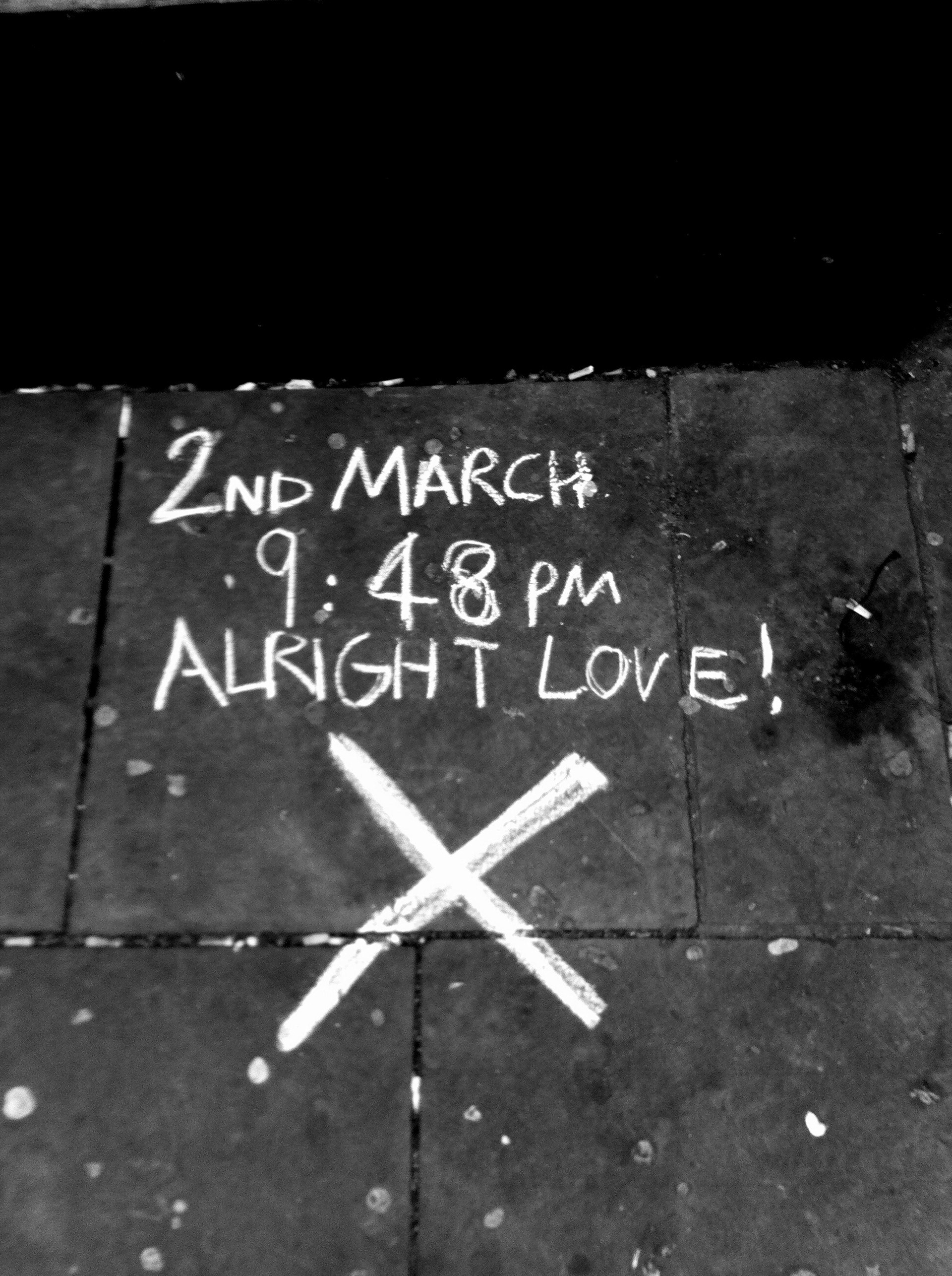 Mapping The streets of Leeds; Jennifer Morgan, 2013; chalk markings (various locations)