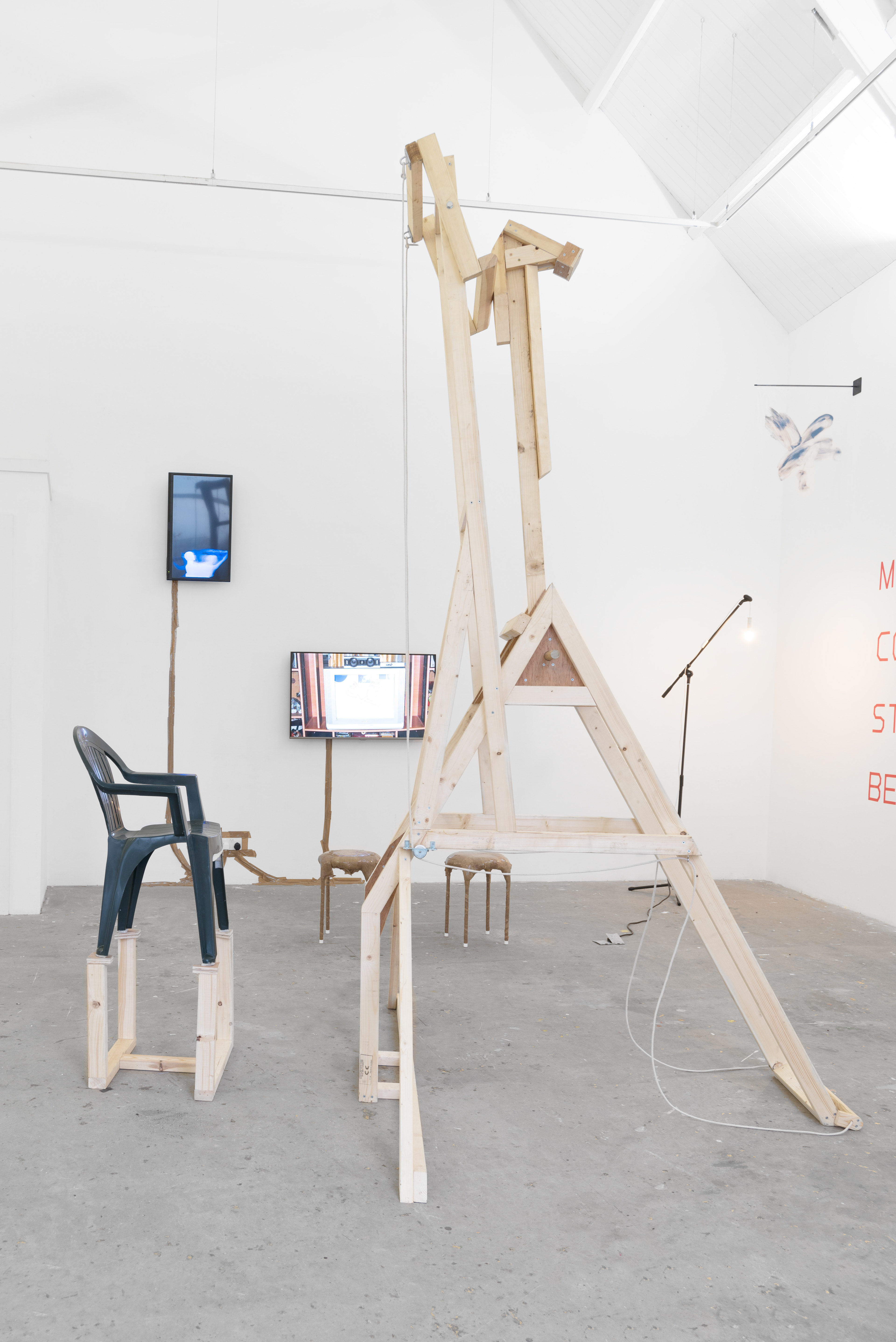Backflip; Charlie Cook, 2016; cls, plywood, rope, chair; 318 × 192 × 158cm