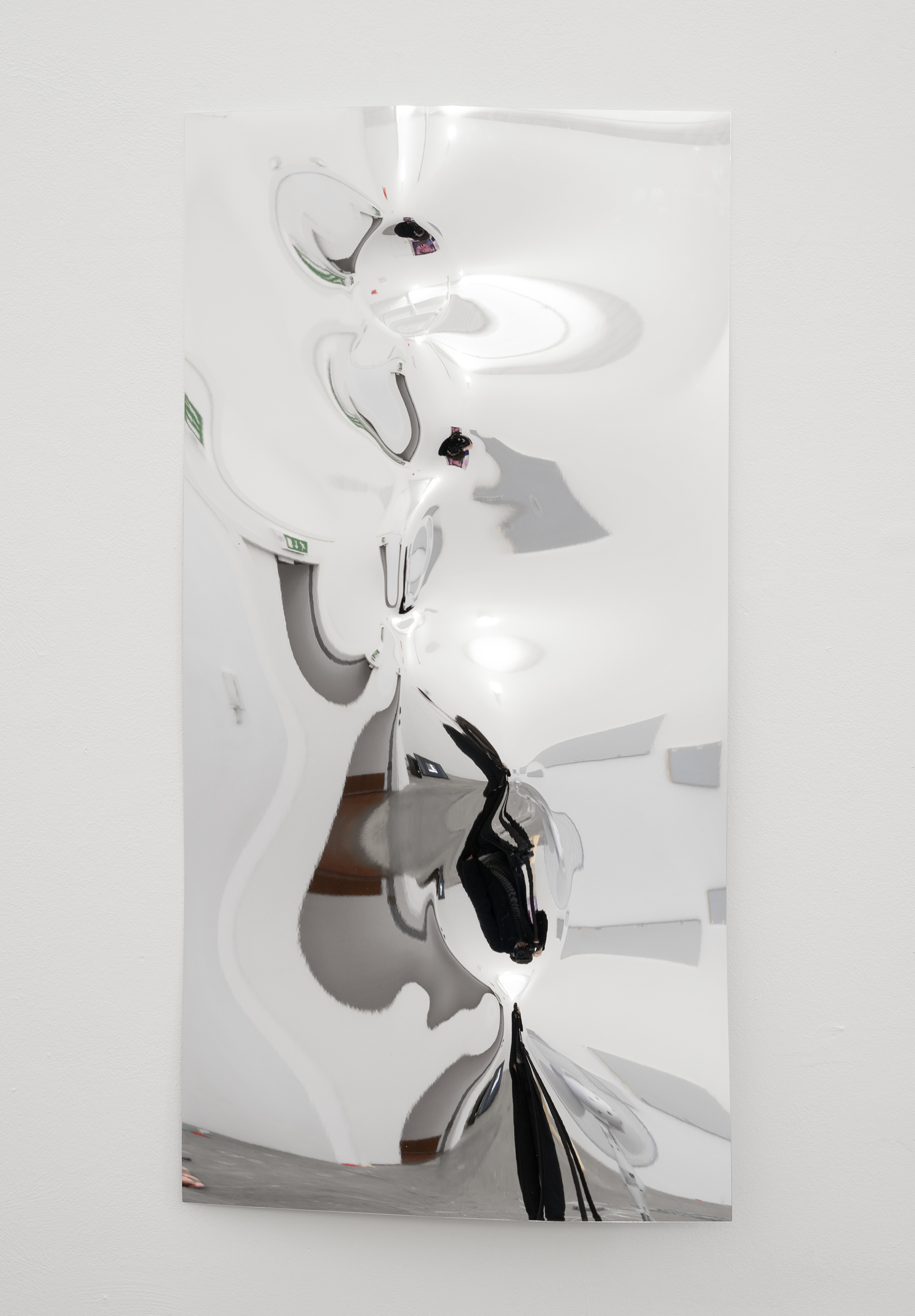 those fishing boats, with their sails afloat; if i could see that familiar sunrise; through sleepy eyes, how happy i’d be [back on blue bayou] / turbulence iii; Adeeb Ashfaq, 2015; mirrored styrene; 100 × 50 × 0.1 cm