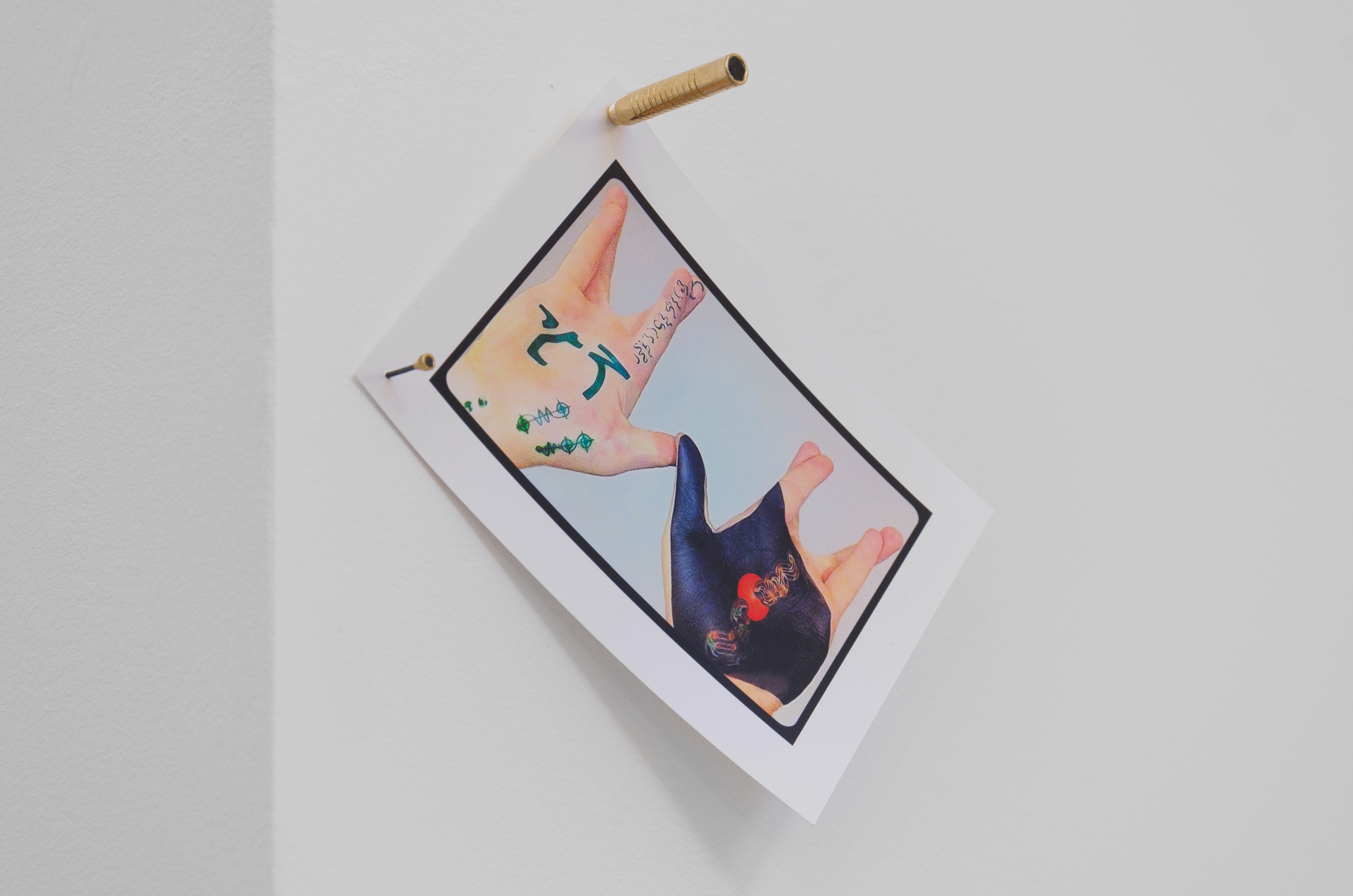 VWV “live long forever”; 2013; Fuji metallic print, dart, nail; 16 × 11.6cm