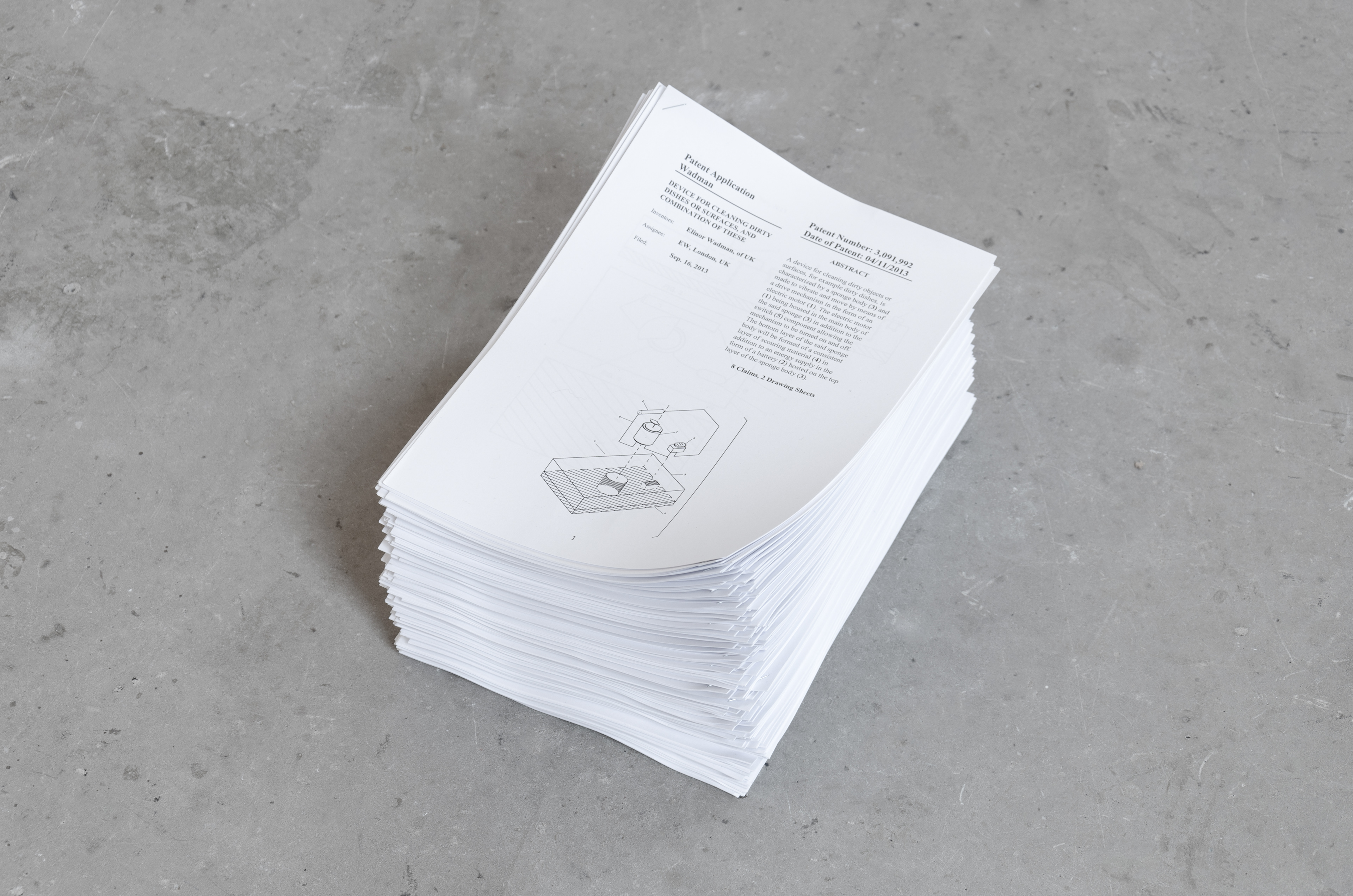 Patent; Elinor Wadman, 2014; Paper stack; 29.7 × 21cm [×7,500]