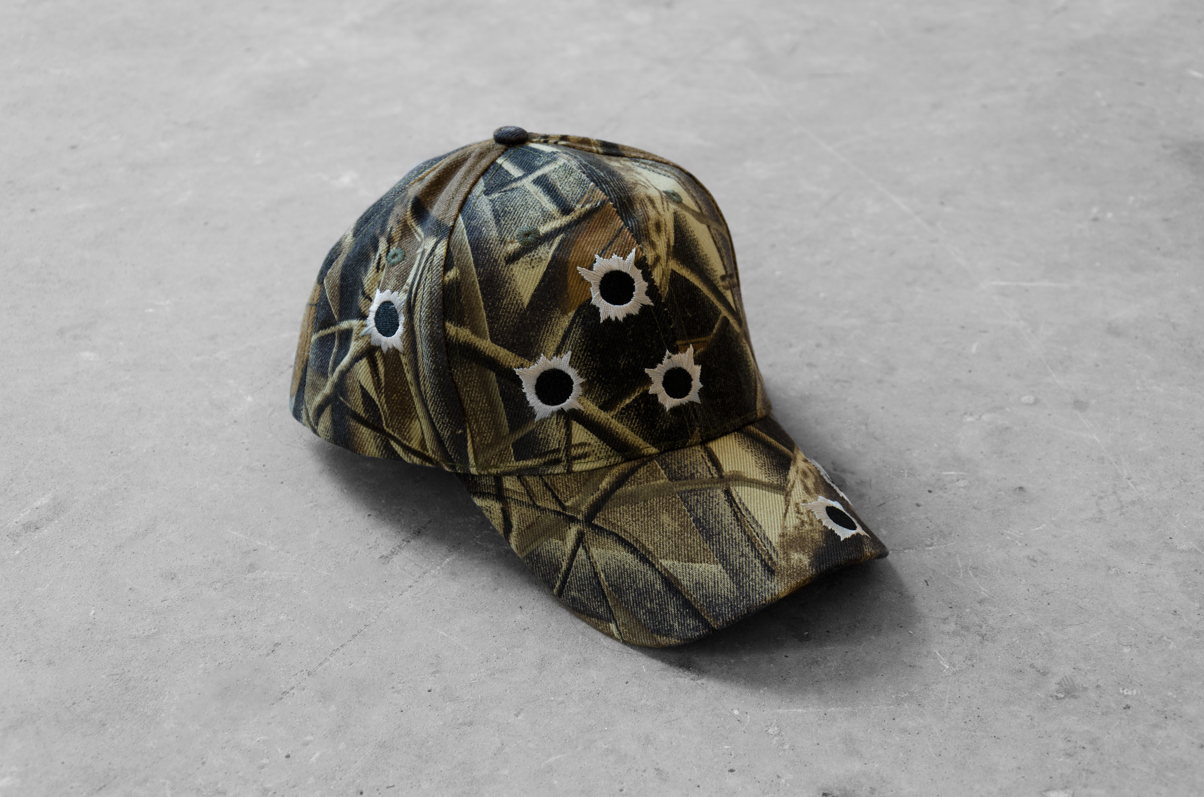 HUNTING IS LIFE; Doug Bowen, 2014; embroidered baseball cap (100% acrylic); 13.5 × 19 × 28cm