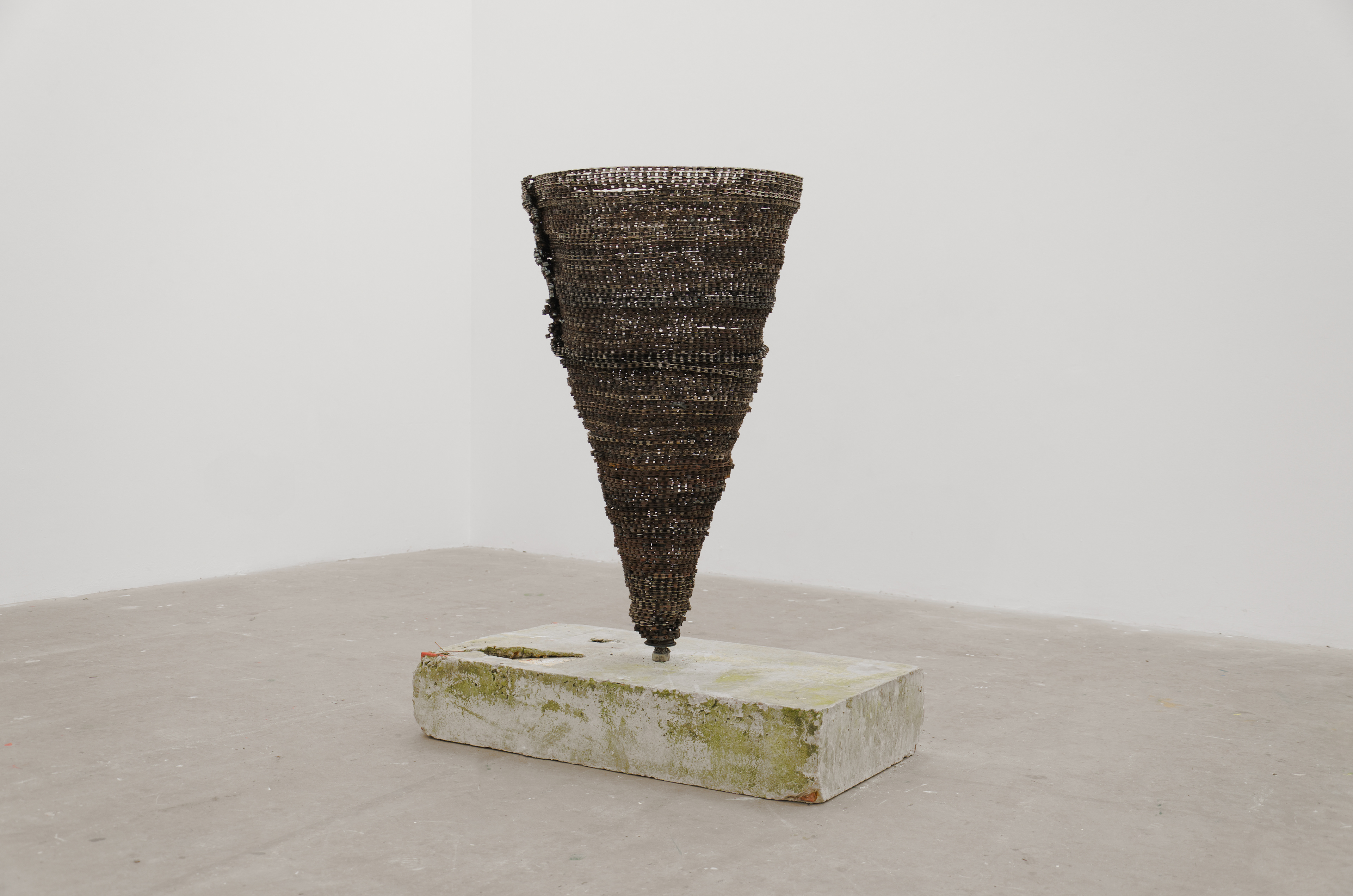 CONE; Natascha Young, 2013; bicycle chain, concrete; 100 × 82 × 42cm