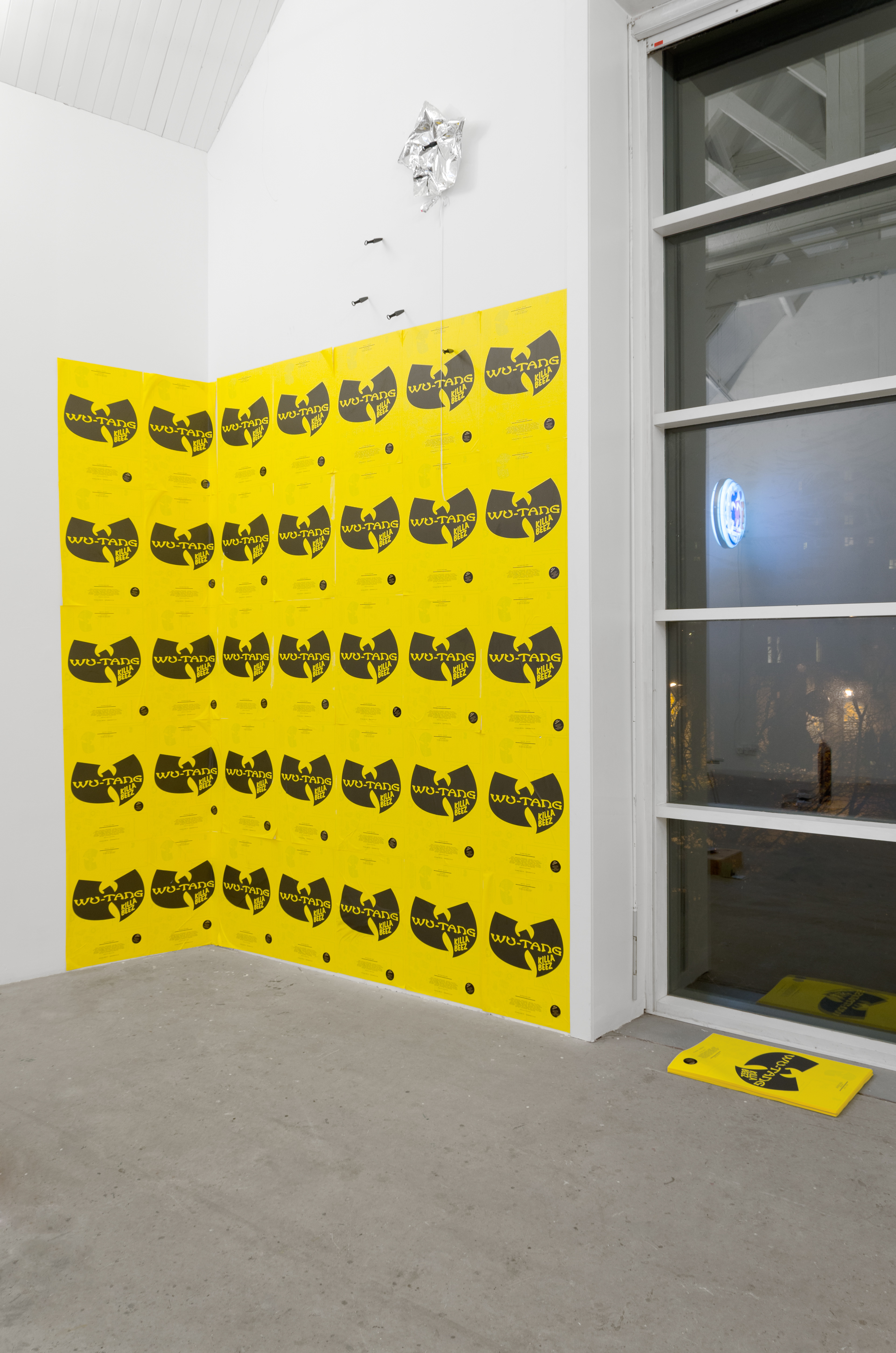 Wu Tang - Killa Beez Poster; 2013; Digital print on yellow paper, vinyl sticker; 59.4 × 42cm
