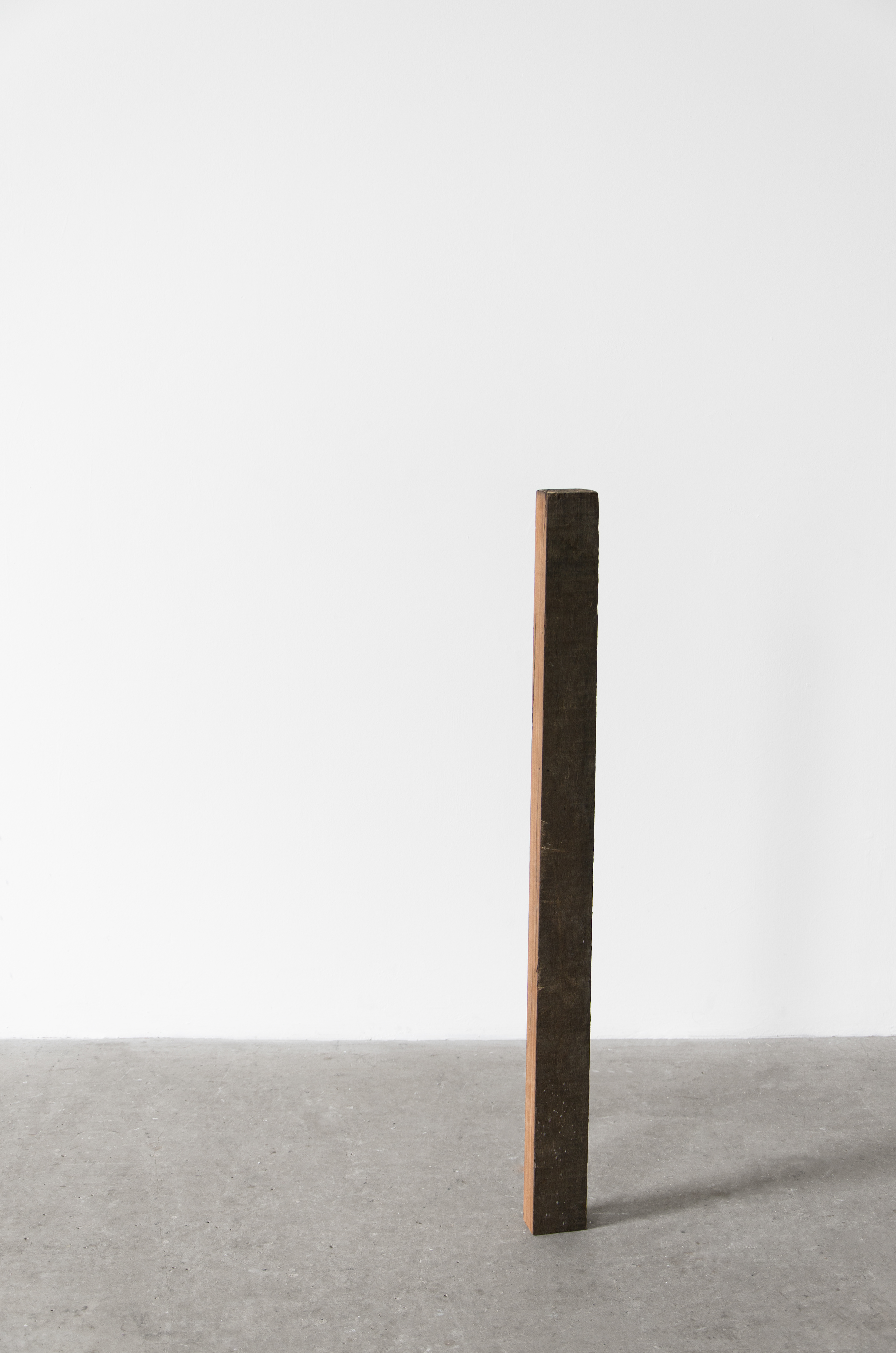 Proposal No.8 Wood cut to my hip height; Peter Liversidge, 2013; tropical hardwood, pine, American tulip, ramin, elm, poplar; 100cm [x6]