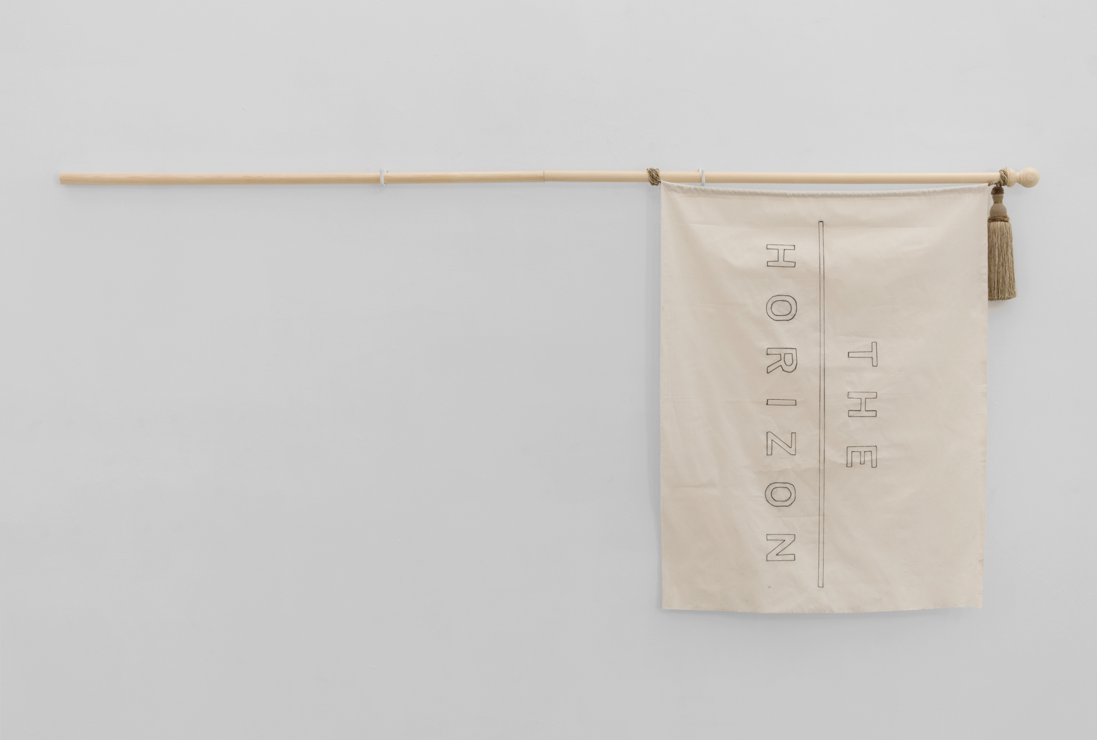 The Horizon Flag; Philip Speakman, 2015; wooden flagpole, canvas flag and wall fittings; 120 × 240 × 9cm