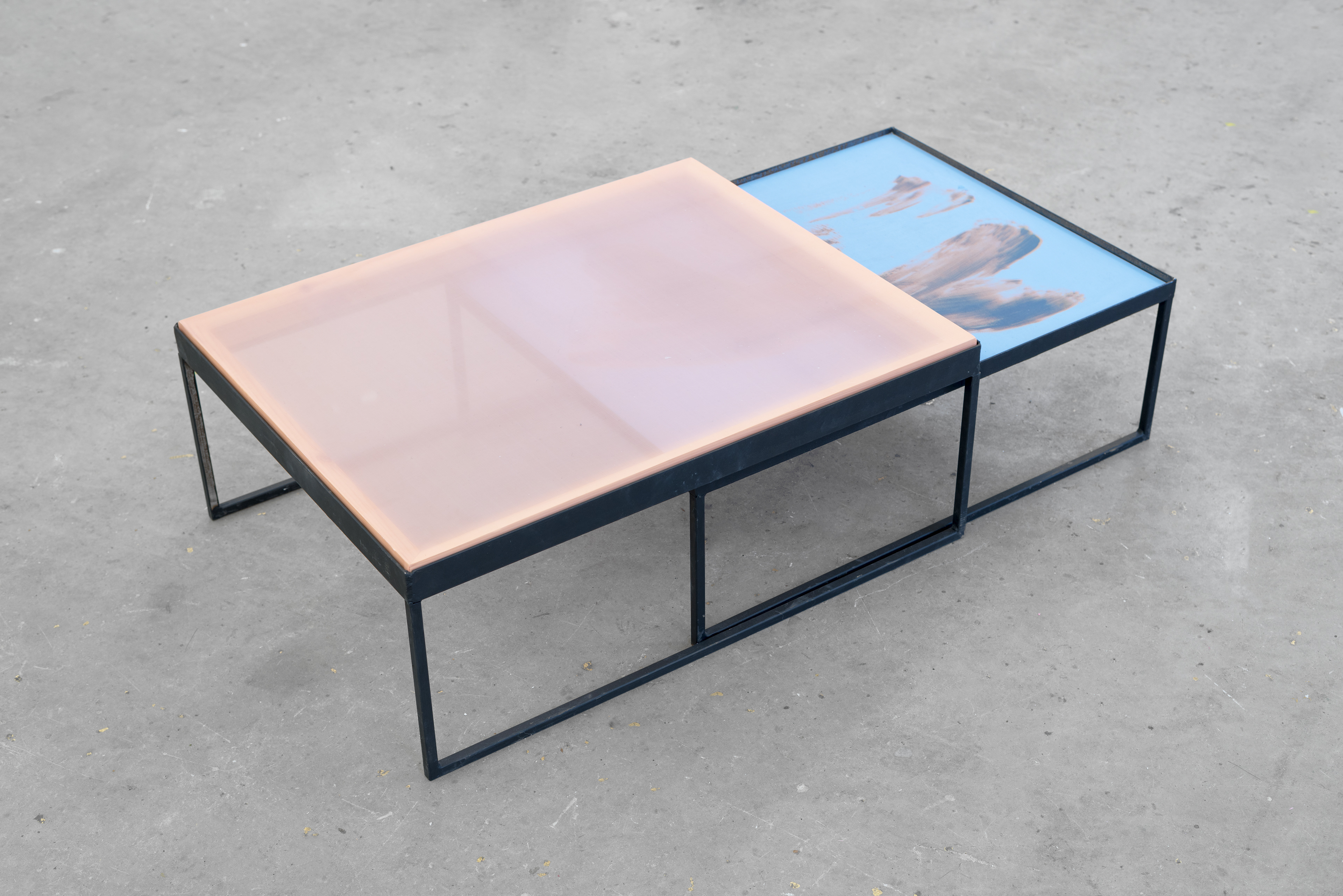 Slide to open; Grace Woodcock, 2016; Screen print on board, mesh and steel; 35 × 47 × 53cm