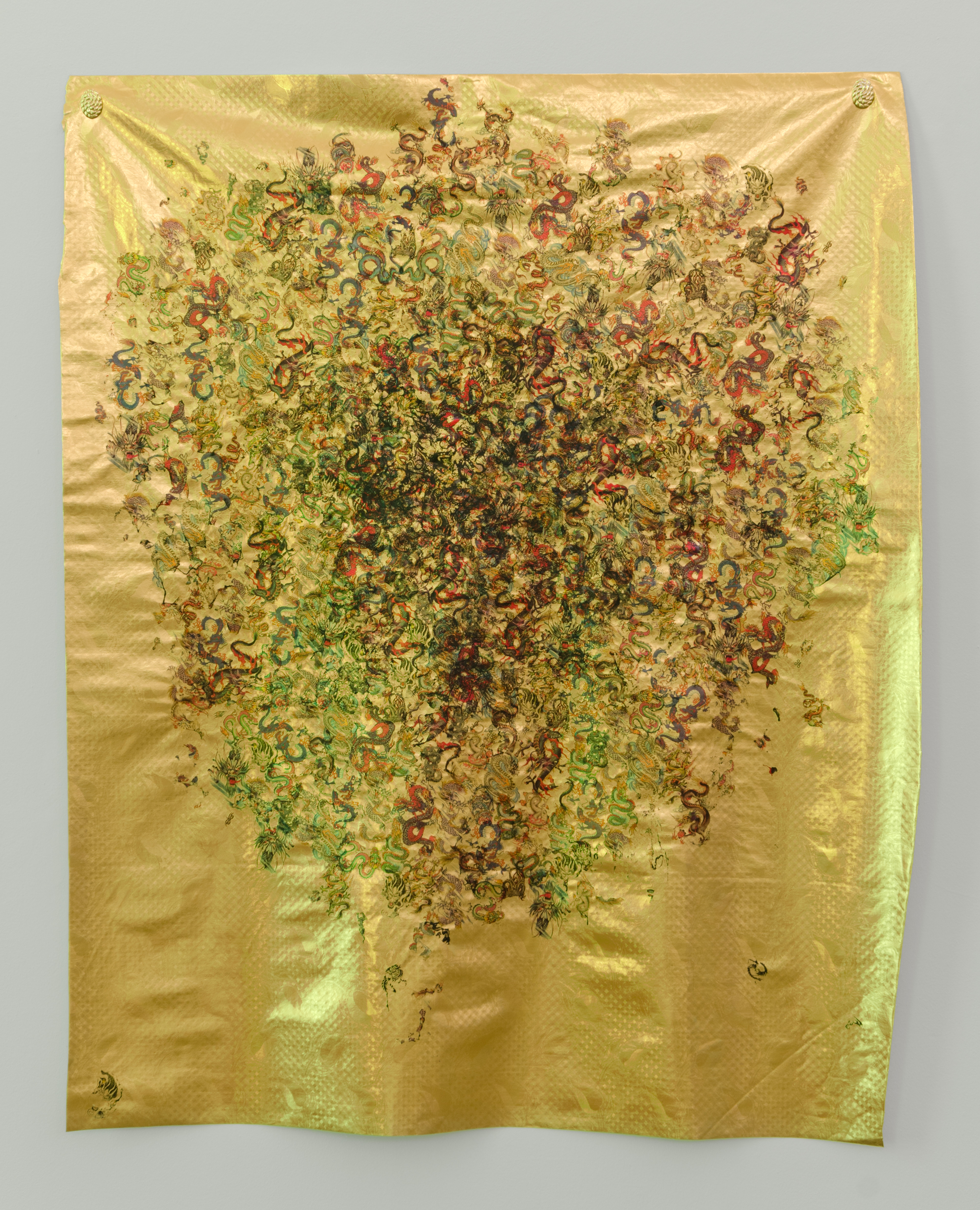 Untitled; Rachael Haines, 2013; Tablecloth and temporary tattoos ; 135 × 110cm