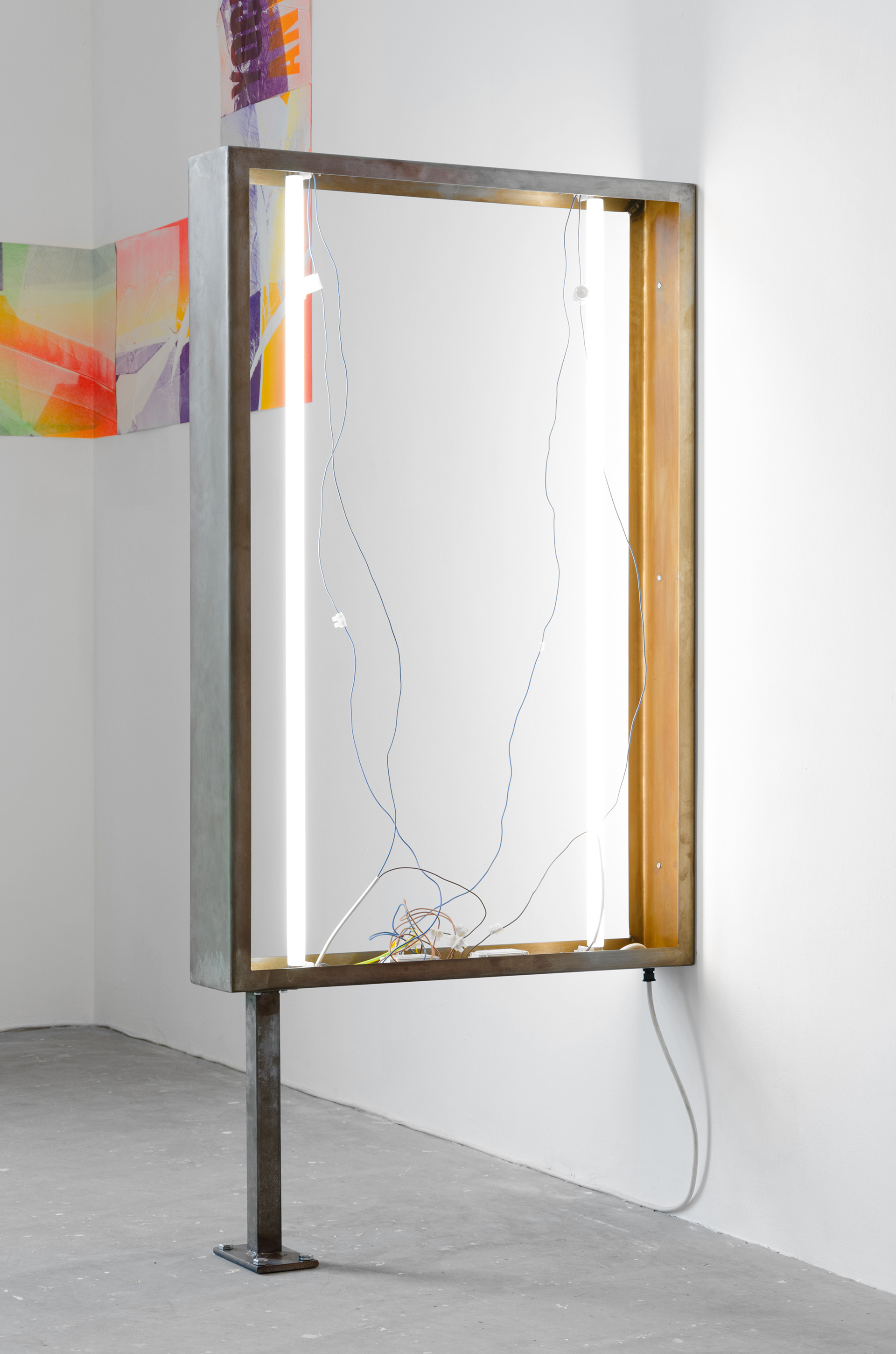 Untitled (empties 2); Jake Krushell, 2014; mild steel and flourensent tubes; 132 × 53 × 15cm