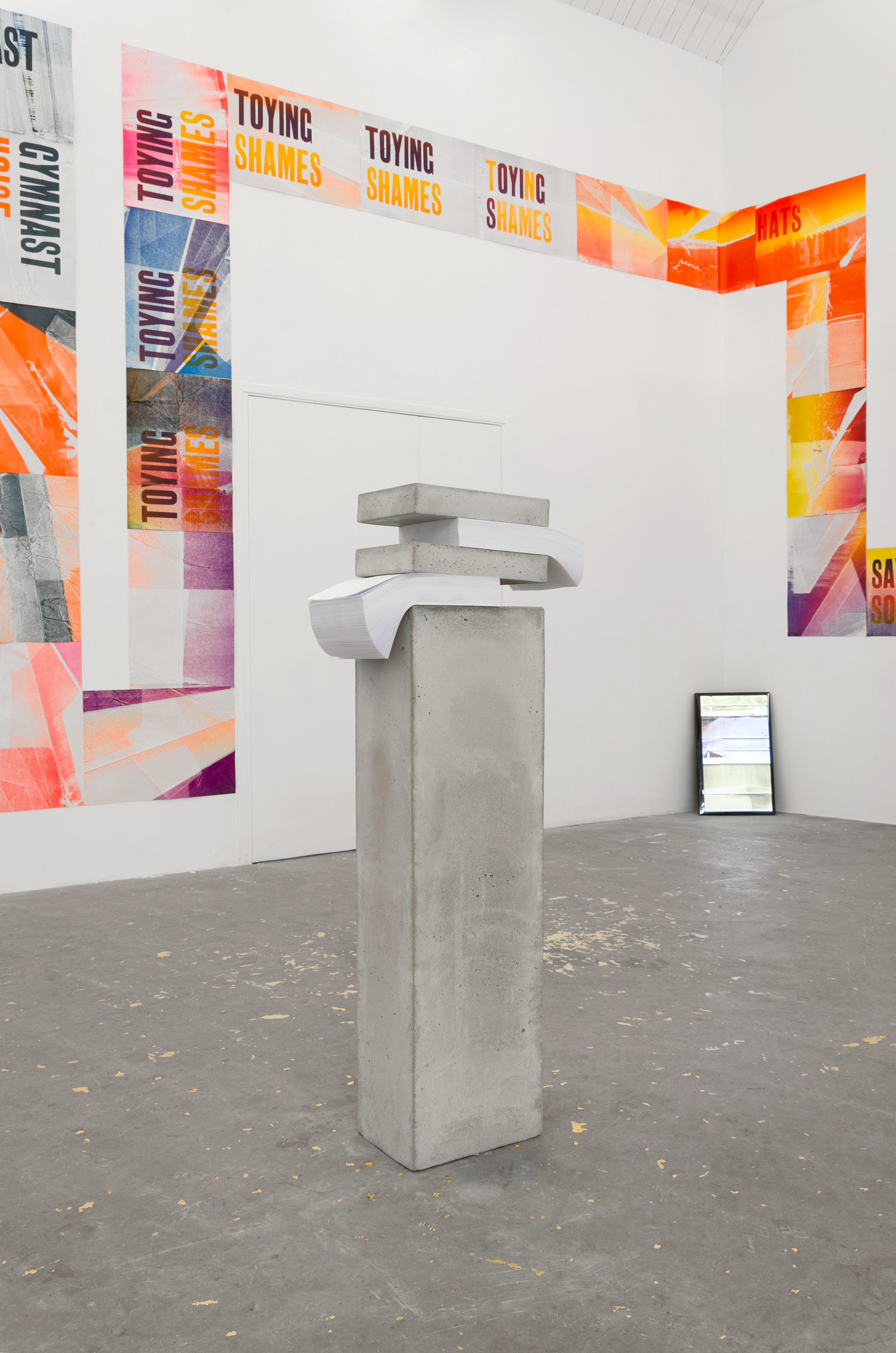 Reem, Reem, Reem; Eleanor Elks Herrmannsen, 2015; concrete,; ream of white A4 paper; 123 × 51 × 21cm
