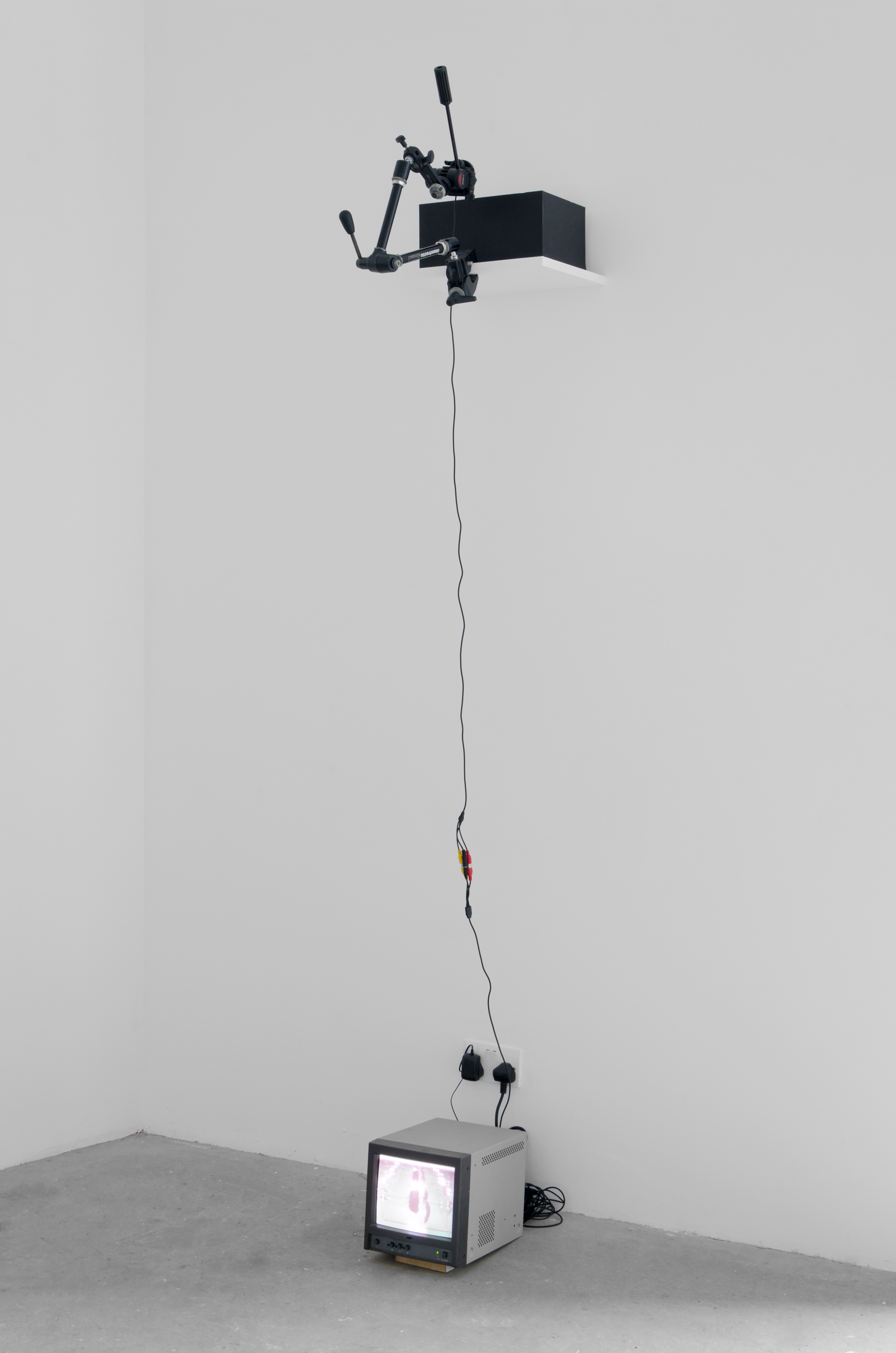 Poseidon's Head; Robin Jenkins, 2013; wax, CCTV camera, CCTV monitor; dimensions variable