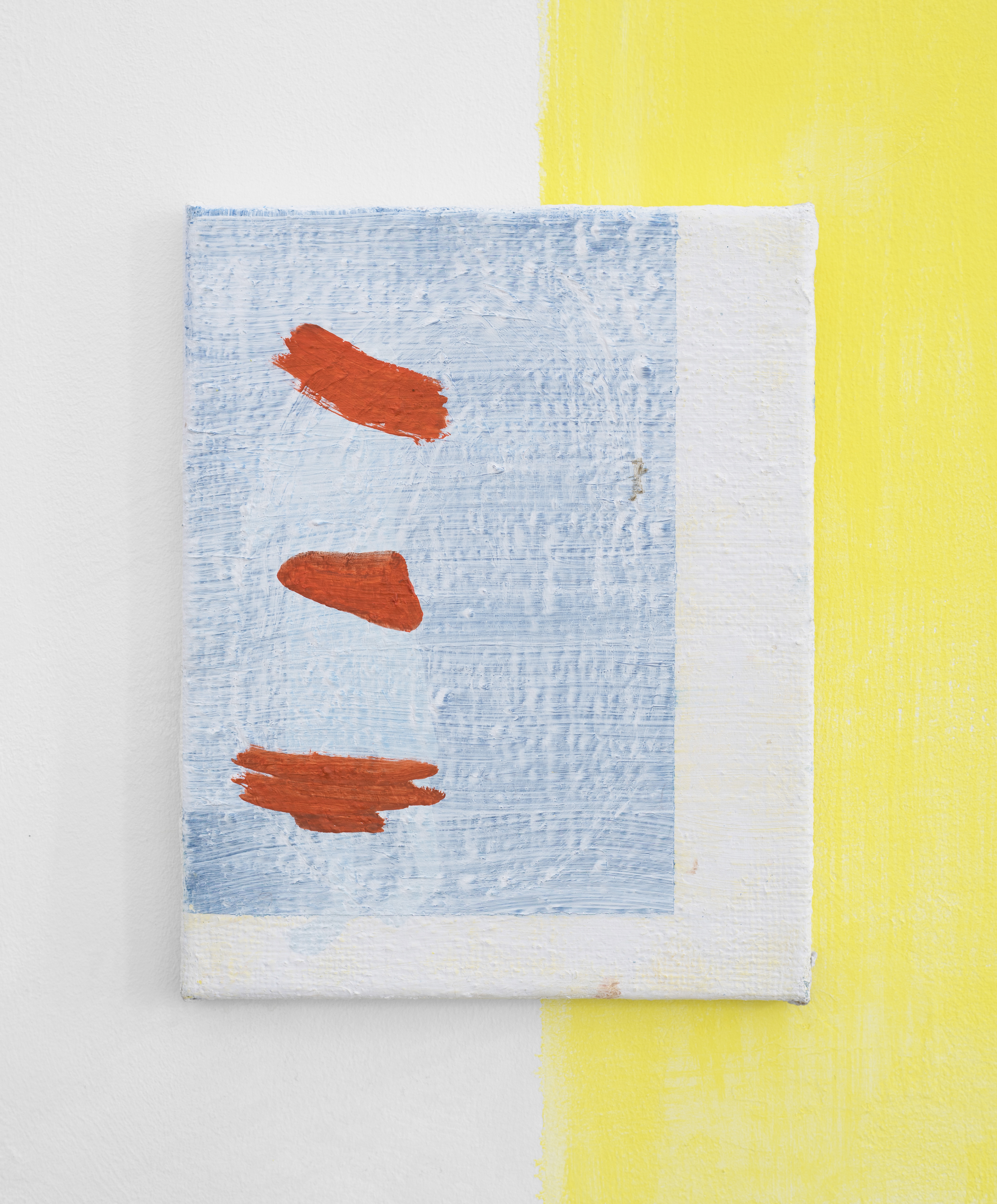 Blue wagons being painted red, or; Marije Gertenbach because of Holly Beer, Jess Eastwood, Georgia Holman and Michelle Leck, 2016; silicate paint on the wall; dimensions variable