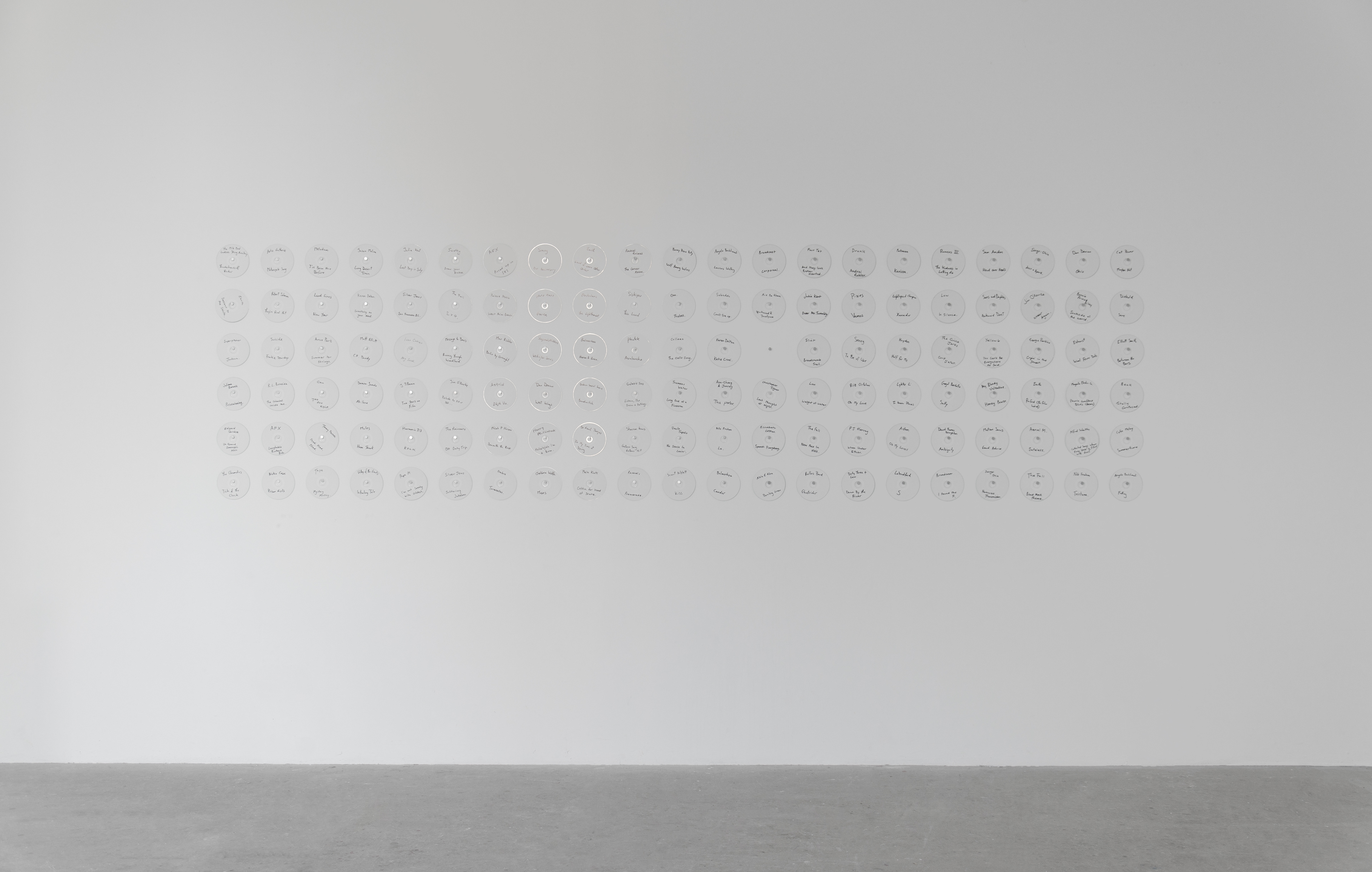 Proposal No.3 Jukebox; Levin Haegele and Peter Liversidge, 2012–2013; 126 single track CD-Rs, amplifier, CD player, speakers; dimensions variable