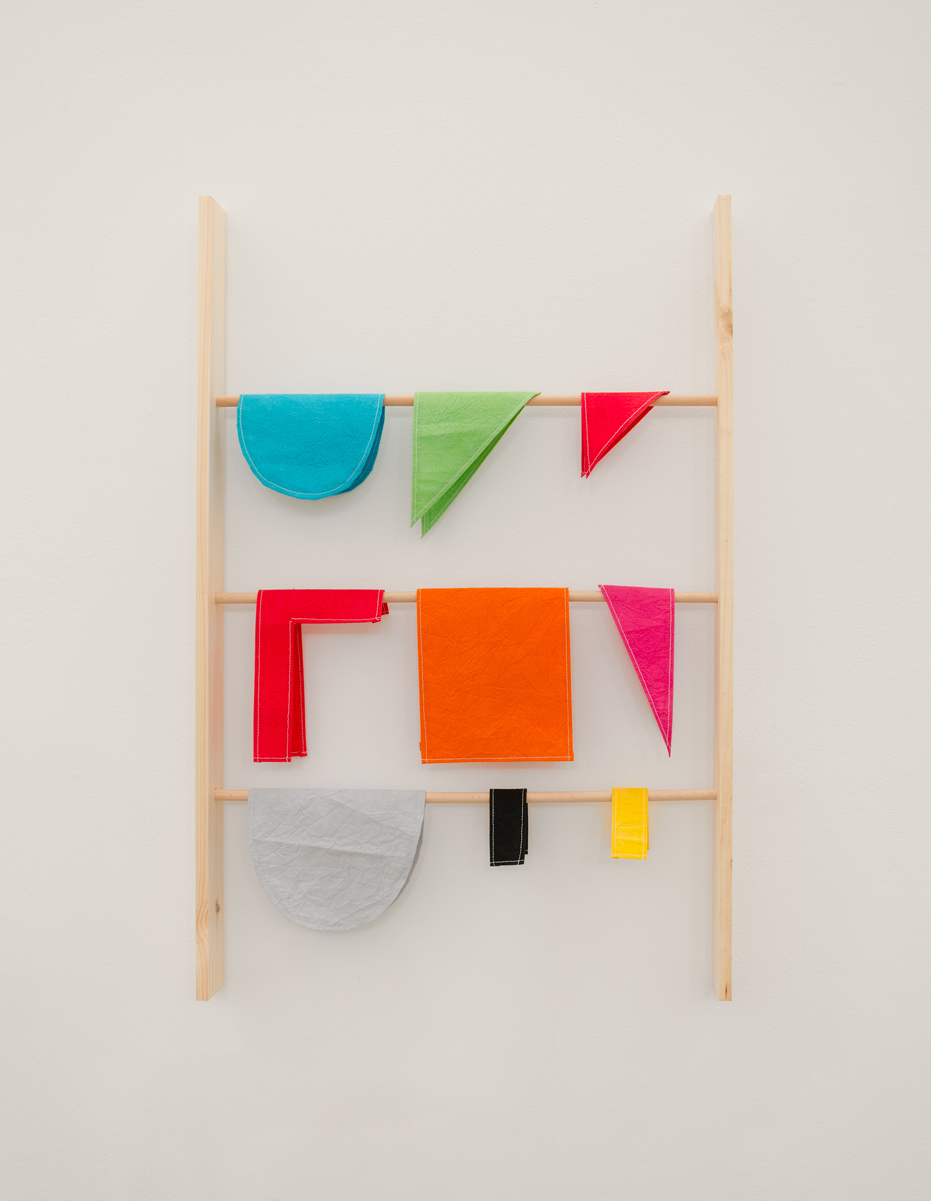 Dean Hughes, 2013; stitched hand dyed calico, wood; 64 × 42 × 4.5cm